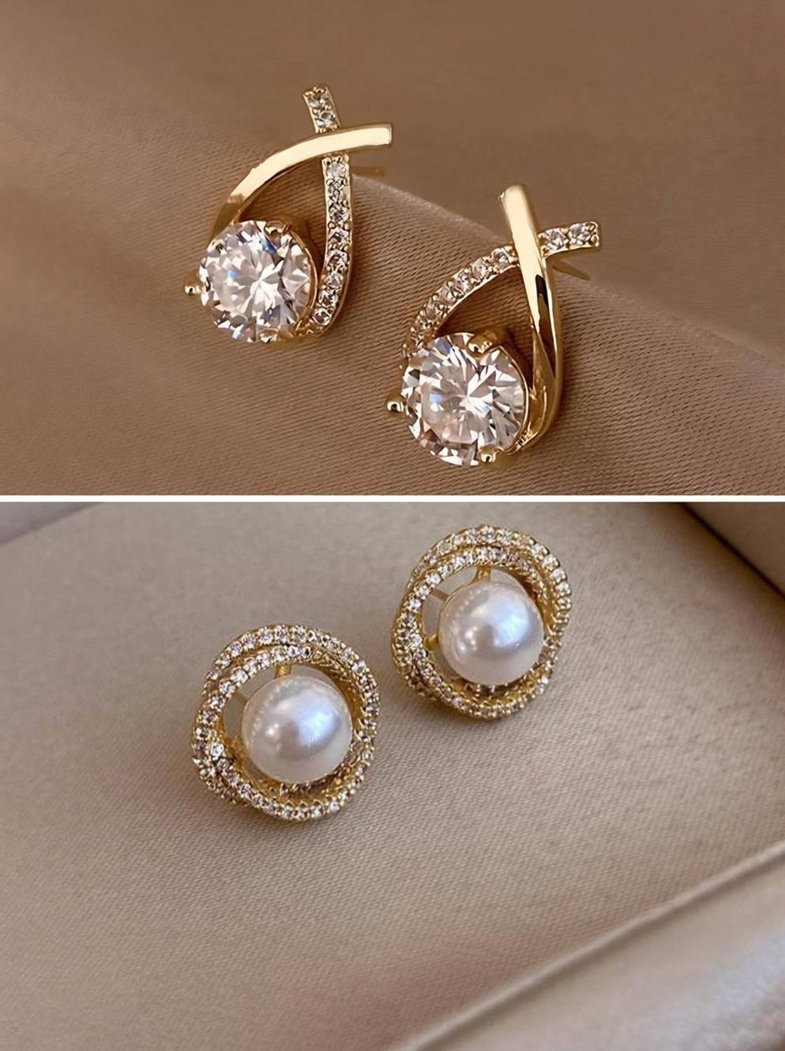alinora jewels Alinora Jewels Elegant Pearl & Crystal Earrings Combo for Women & Girls Alloy Stud Earring