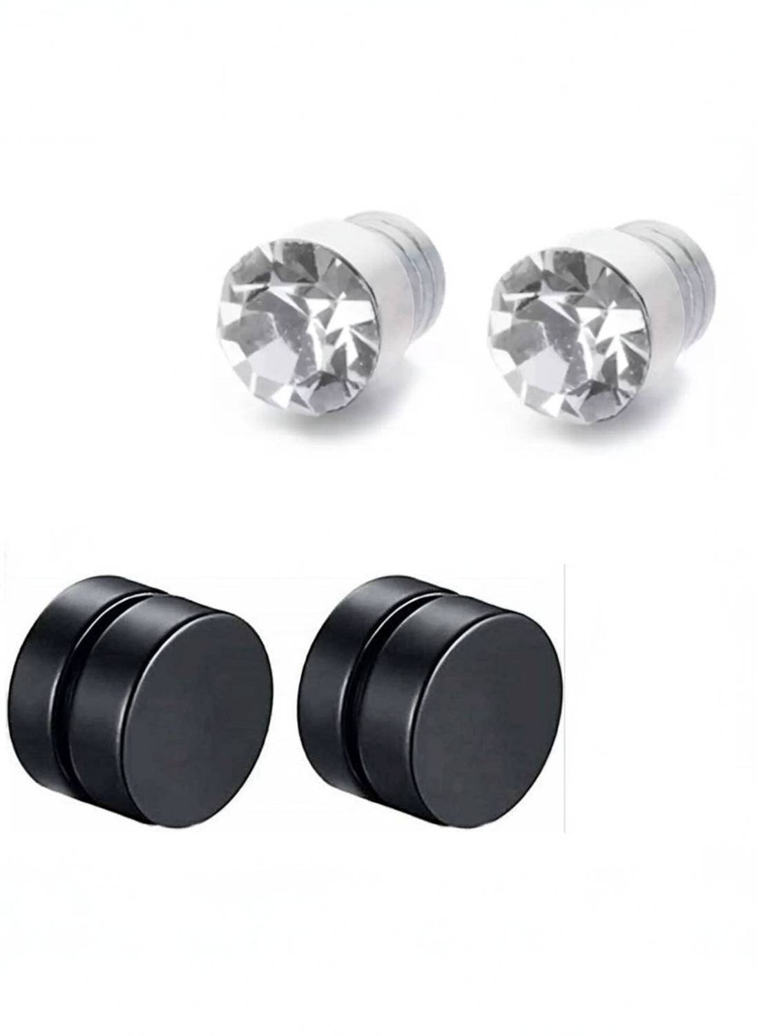 ShobhRam 2 Pair Magnetic Non-Piercing Earrings for Men