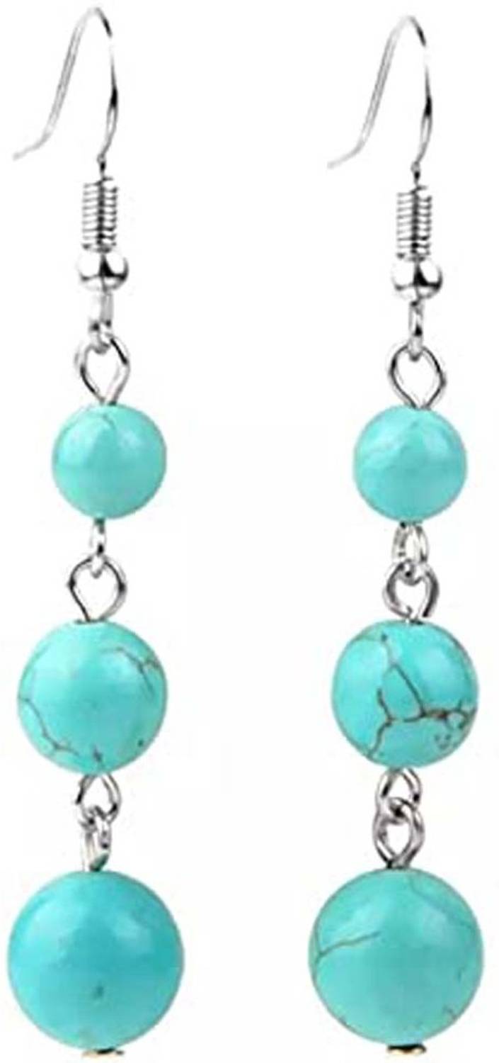 AIR9999 Turquoise Triple Crystal Charm Tops Jhumka Crystal Earring Ear Ring Pair Crystal Crystal Earring Set