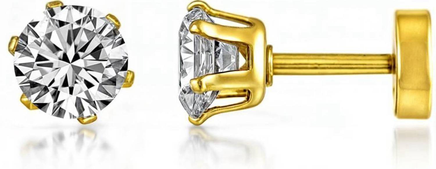 Xflame 18 Kt Gold Plated Cubic Zirconia Stud Earrings - Image 4