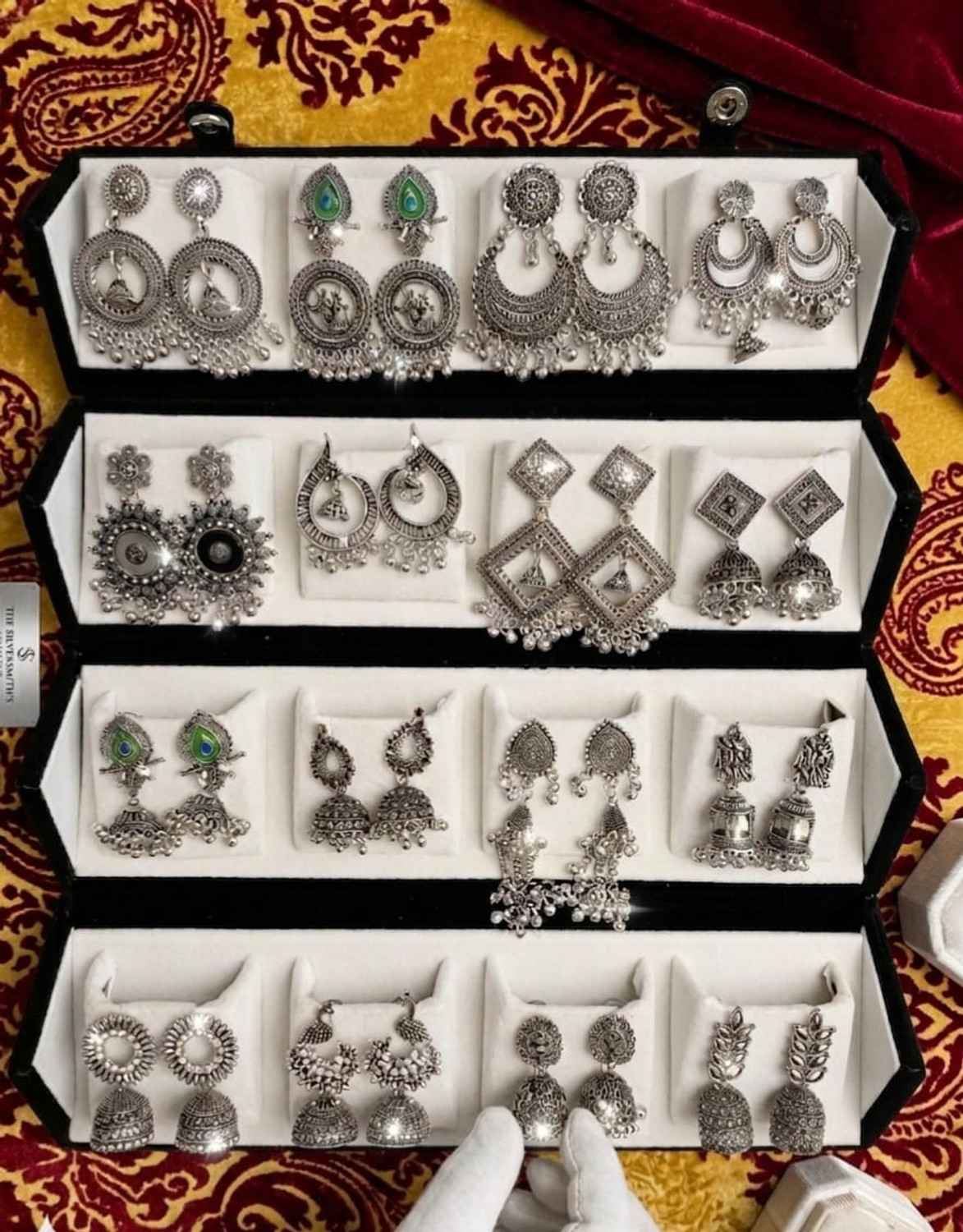 Image of TGS Trending 16 pair earring box with earrings Stainless Steel Jhumki Earring, Earring Set