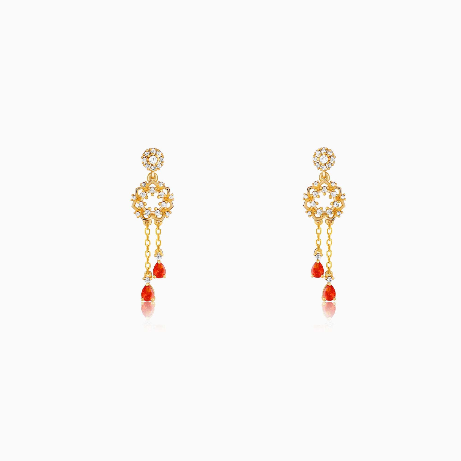 Image of GIVA Silver Golden Hecate Dangler Earrings Zircon Sterling Silver Drops & Danglers