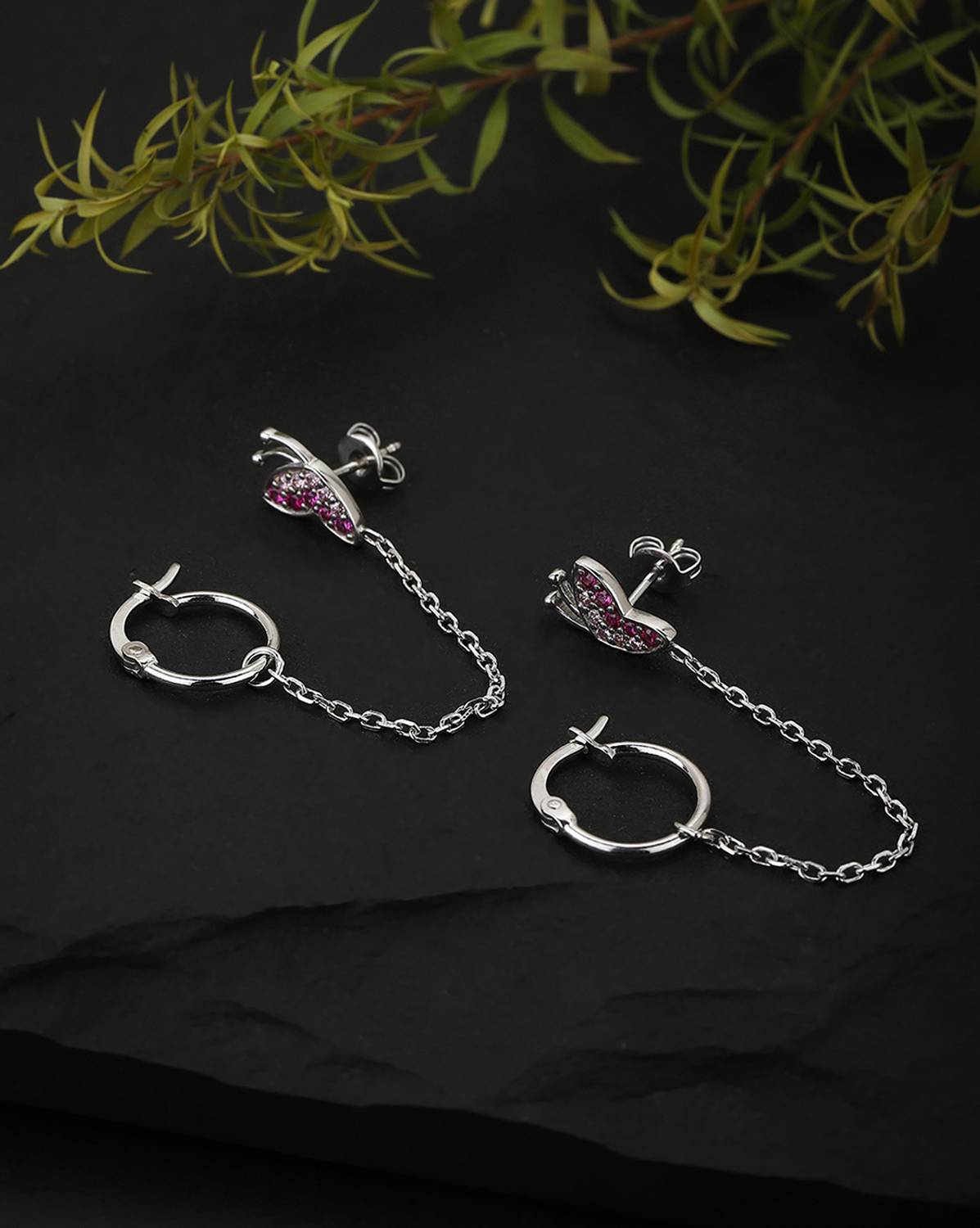 CARLTON Pink CZ Butterfly Stud Earring - Image 1