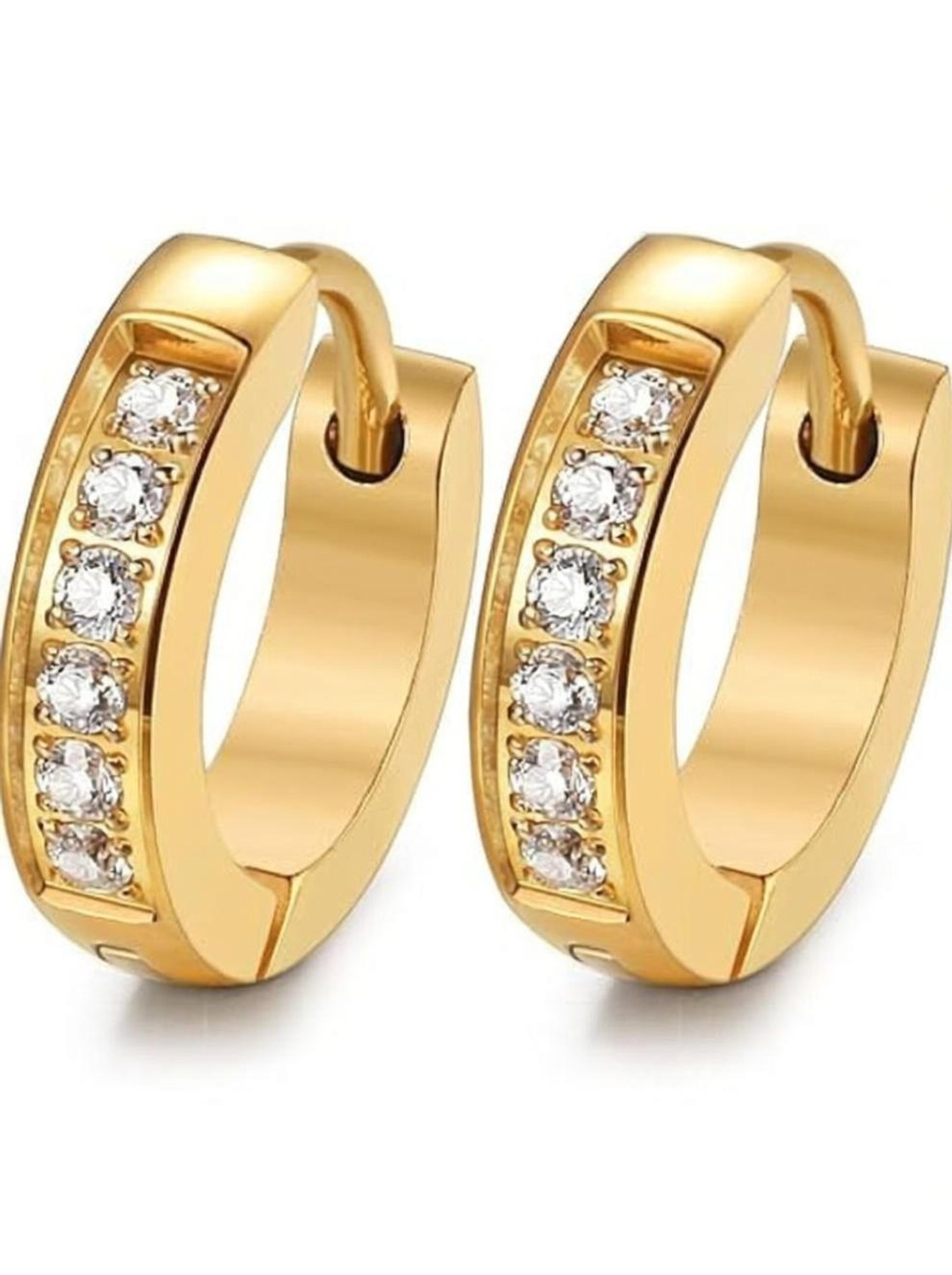 Image of Style Wind Elegant Fashion Cubic Zirconia Stainless Steel Hoop Earring