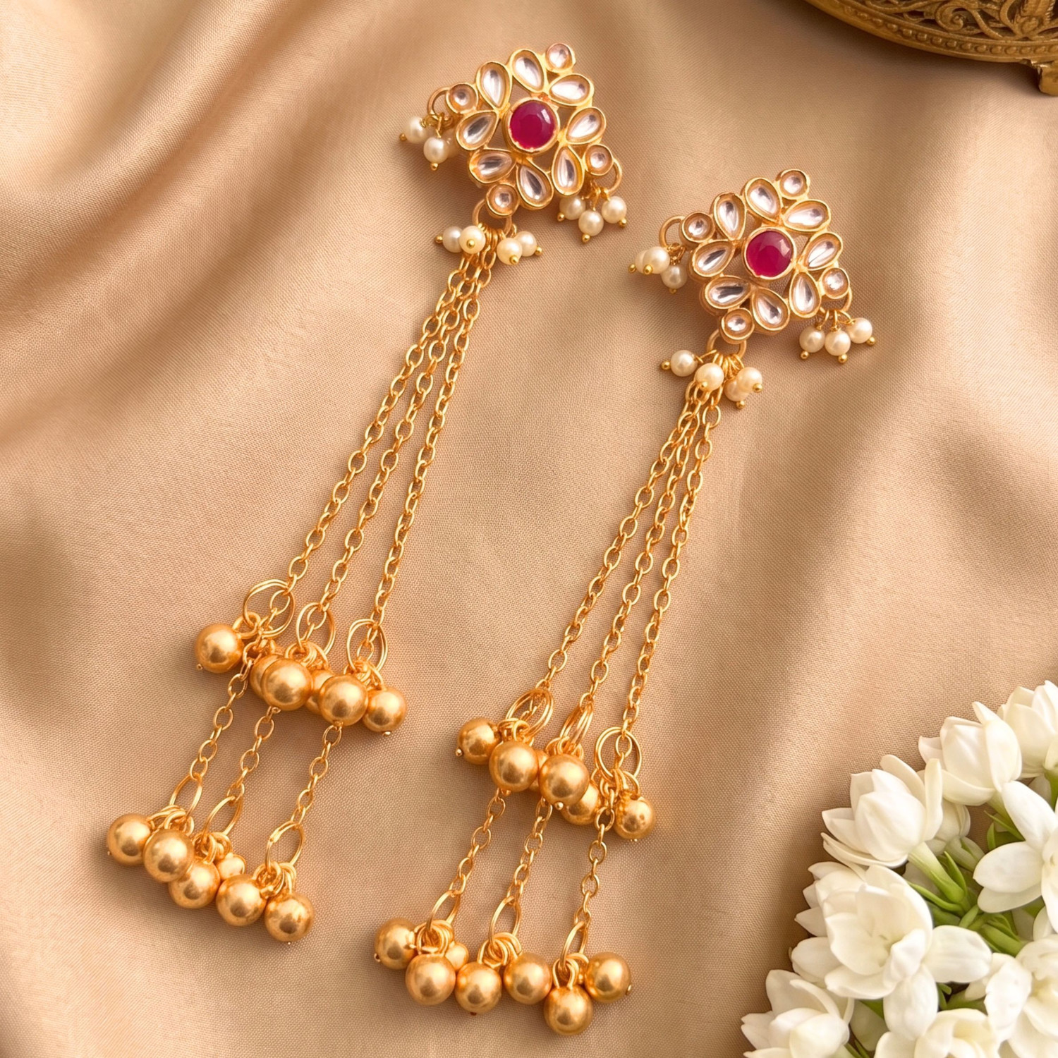 Image of ANNORA INTERNATIONAL KASHMIRI EARRINGS KUNDAN MEENAKARI EARRINGS PACK OF 2 PAIR Alloy Drops & Danglers
