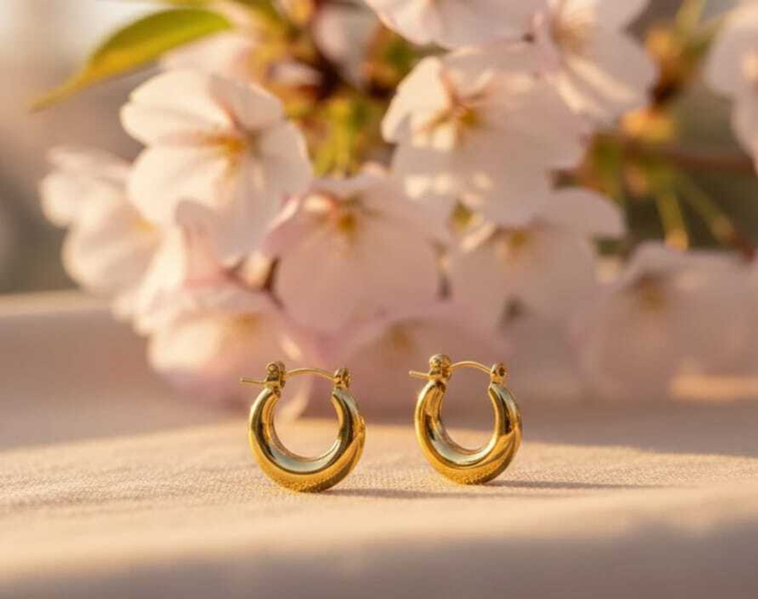 Image of JBGSHOP Women Gold Plated Classic Hoop Earrings with Secure Lock Alloy Hoop Earring