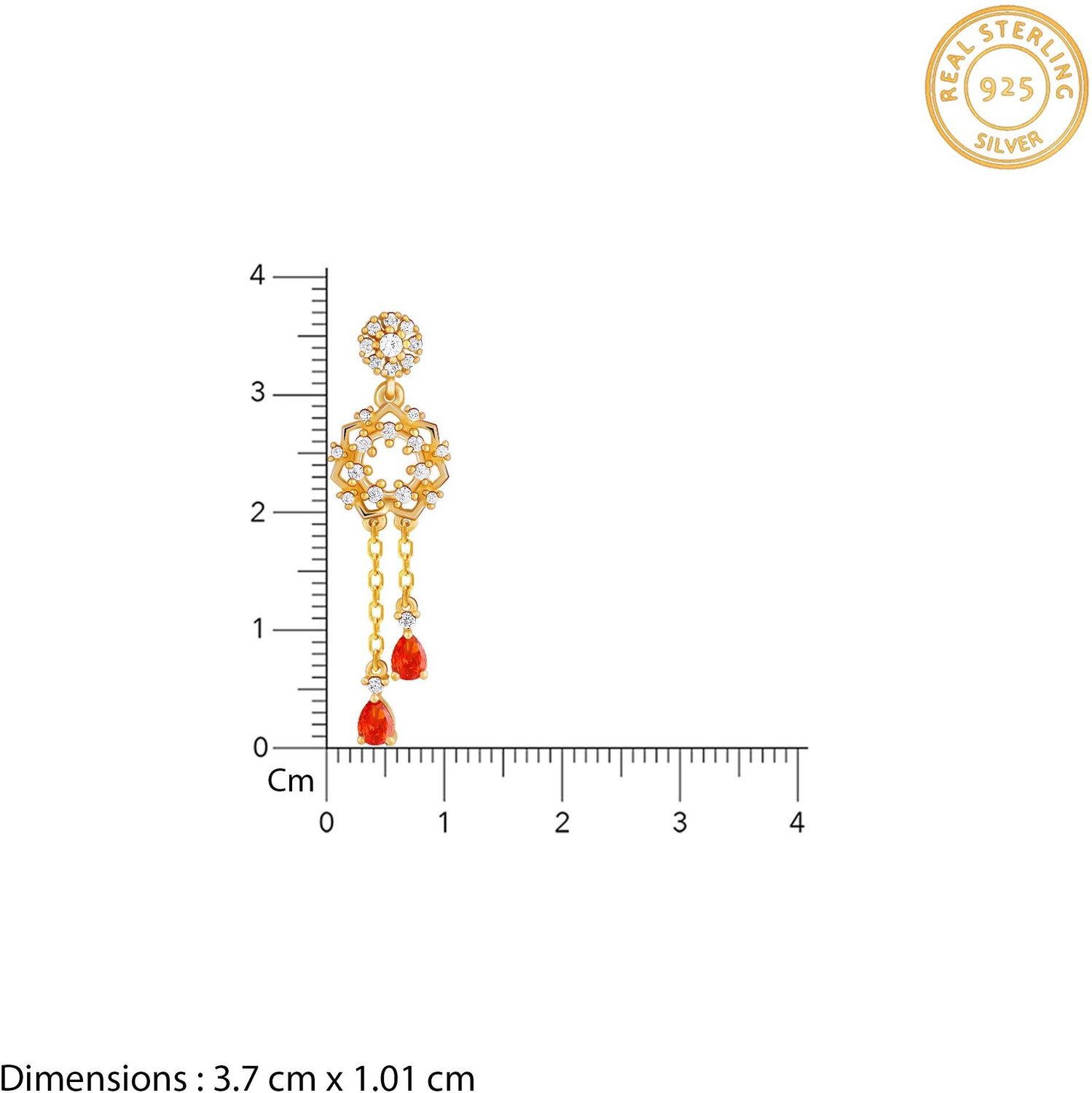 Image of GIVA Silver Golden Hecate Dangler Earrings Zircon Sterling Silver Drops & Danglers