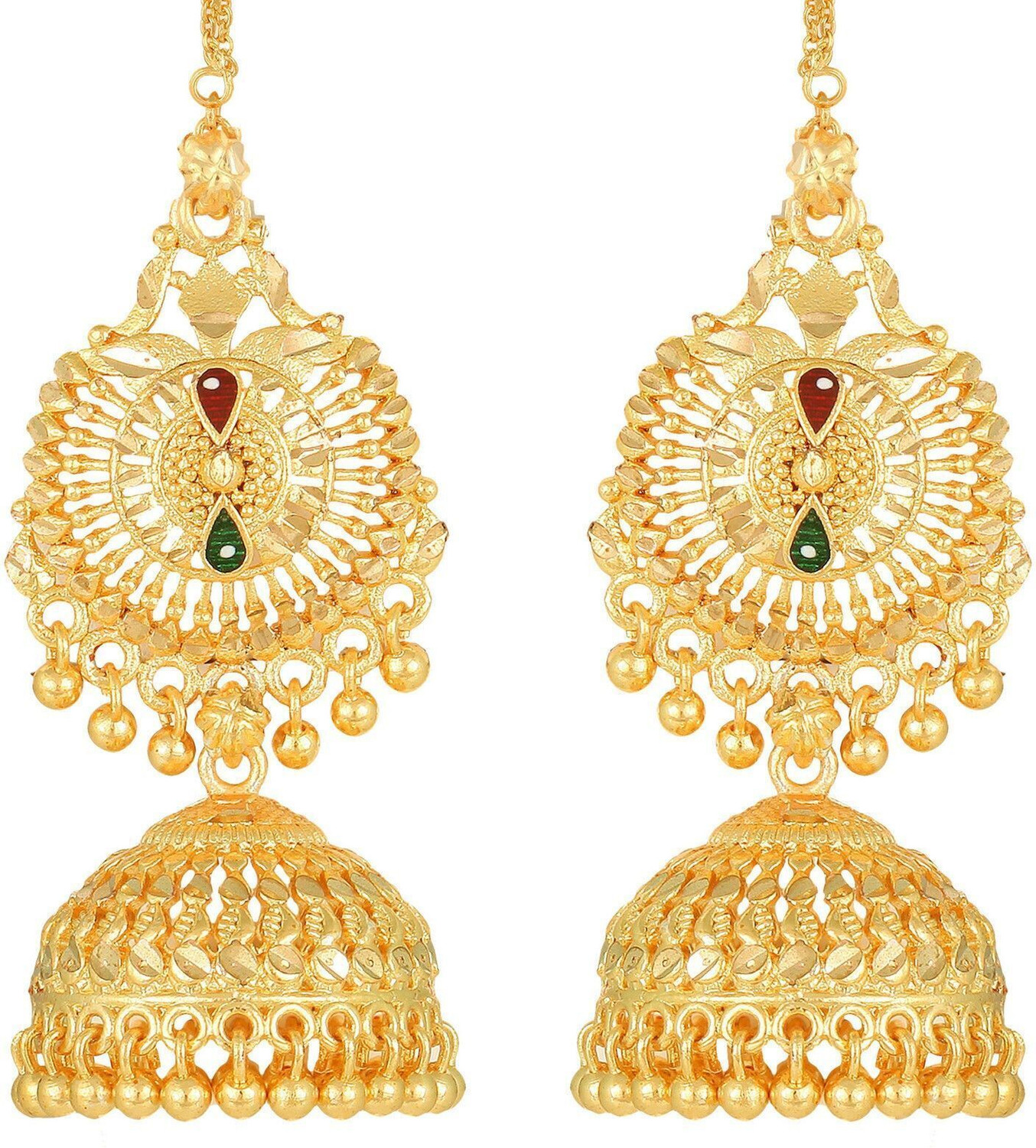 Image of VIGHNAHARTA Vighnaharta Traditional Wdding and Party wear South Screw back alloy 1 gm Gold Plated Kanchain Jhumki Earring for Women and Girls (VFJ1331ERG) Alloy Jhumki Earring