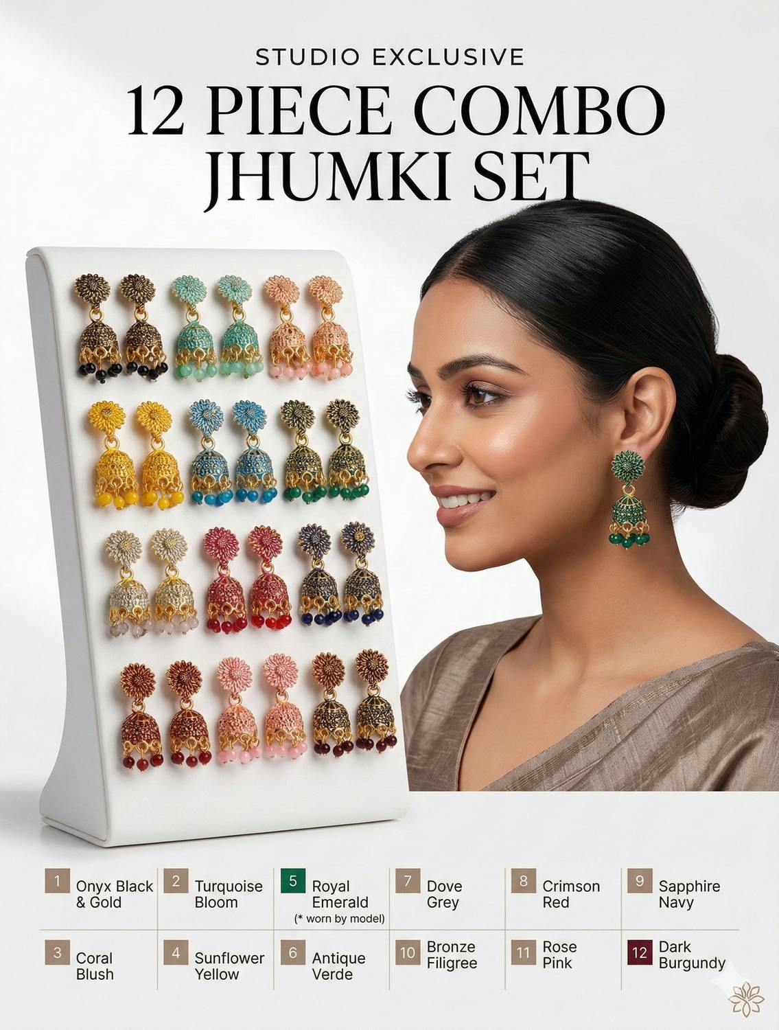 APR Creation Jhumki Earrings Combo Pack of 12 - Image 4