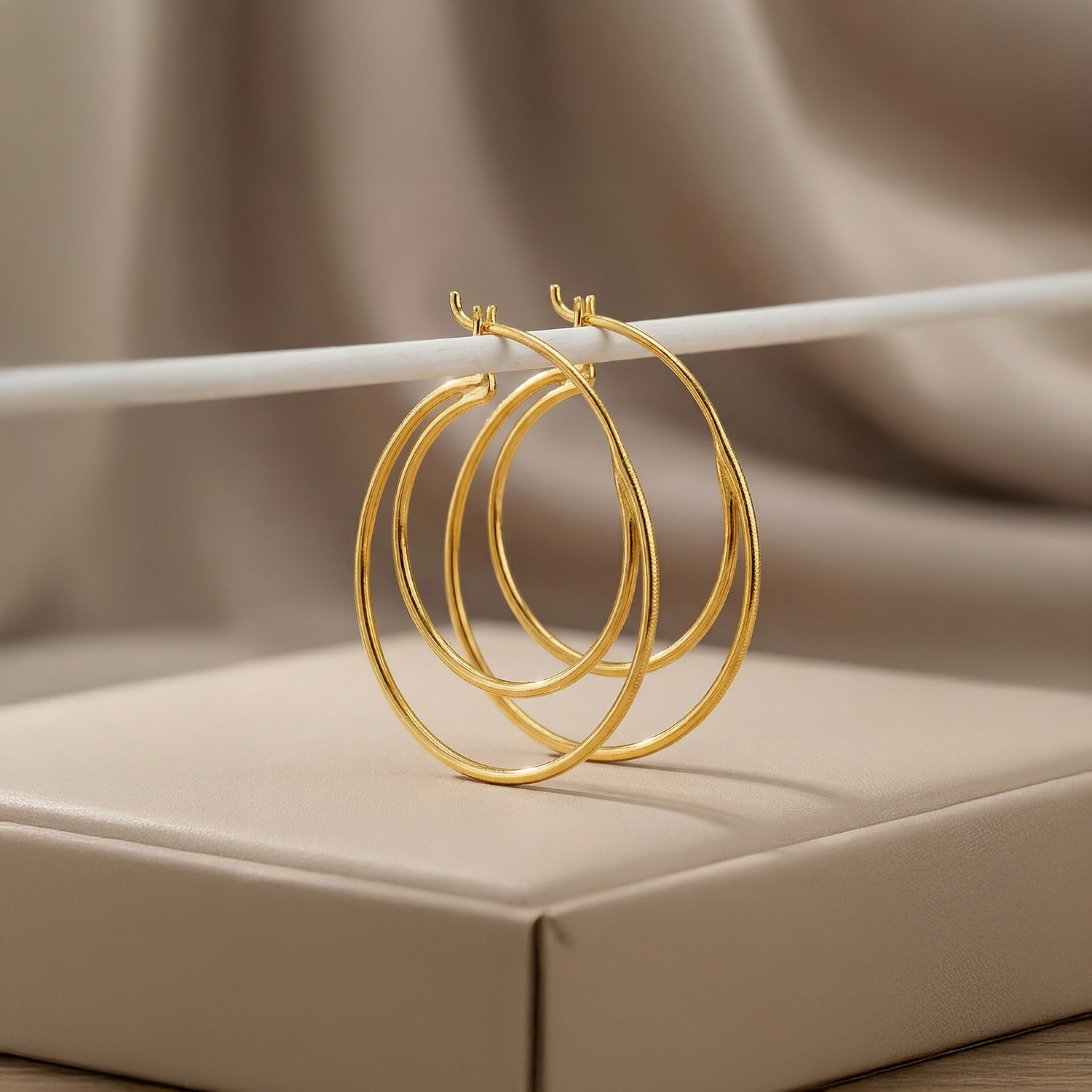 Image of GIVA Golden Minimal Layered Hoops Sterling Silver Hoop Earring