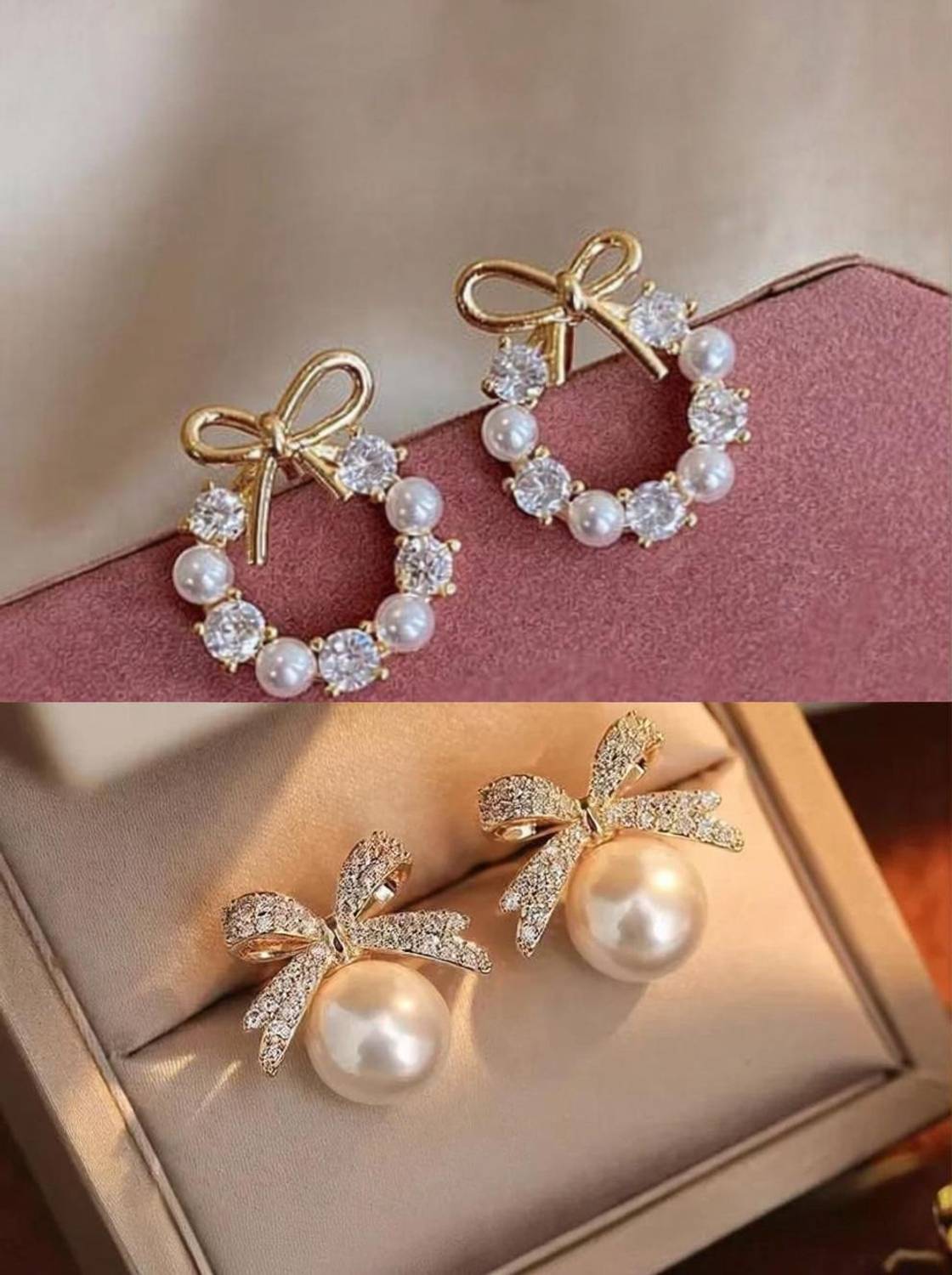 alinora jewels Alinora Jewels Combo Set of 2 Pearl Earrings for Women & Girls Alloy Stud Earring