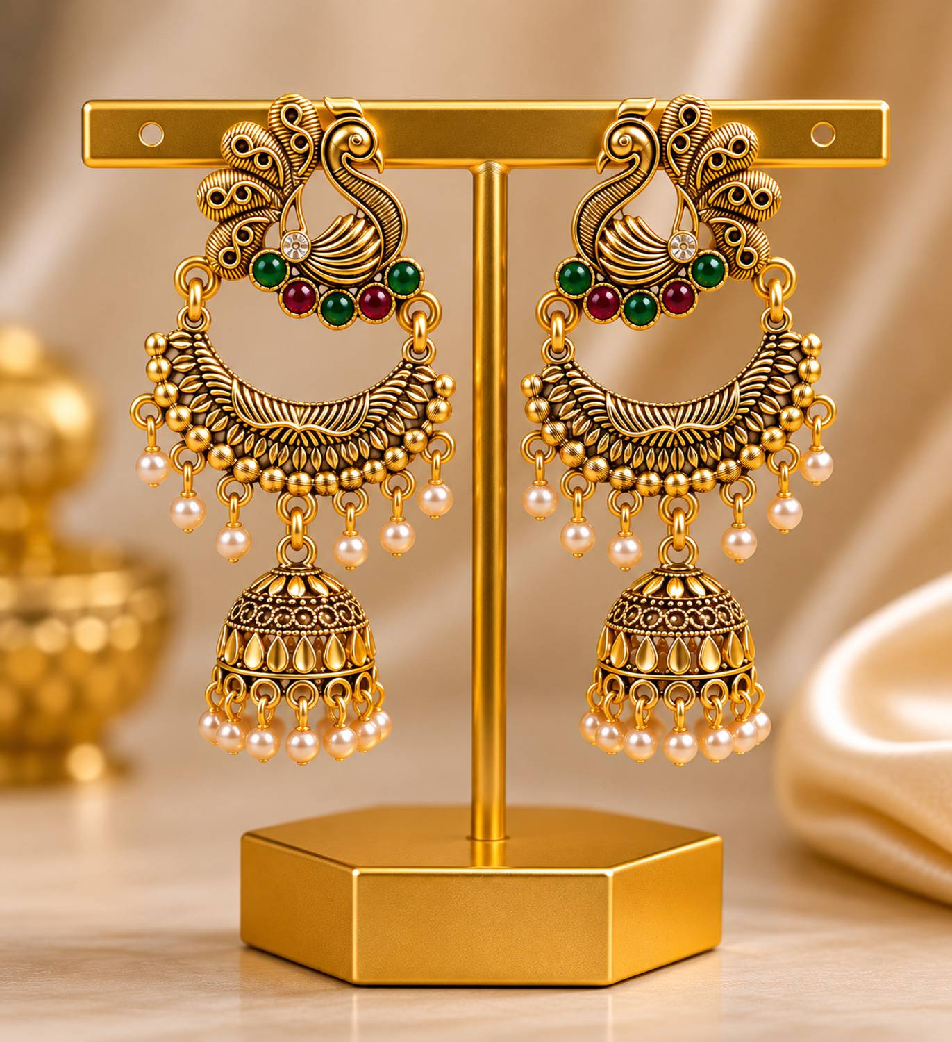 Amshine South Earrings Jhumka Earring Set For Women Girls Beads Alloy Jhumki Earring, Drops & Danglers