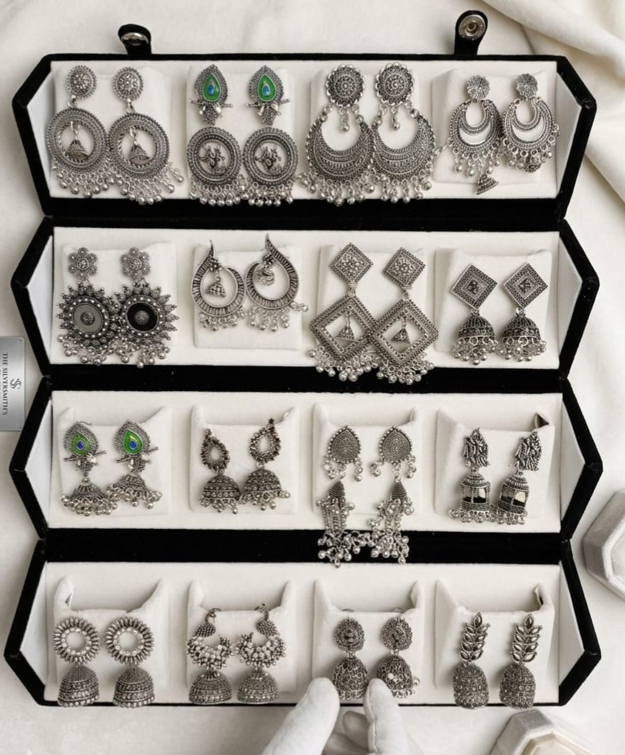 Image of TGS Trending 16 pair earring box with earrings Stainless Steel Jhumki Earring, Earring Set
