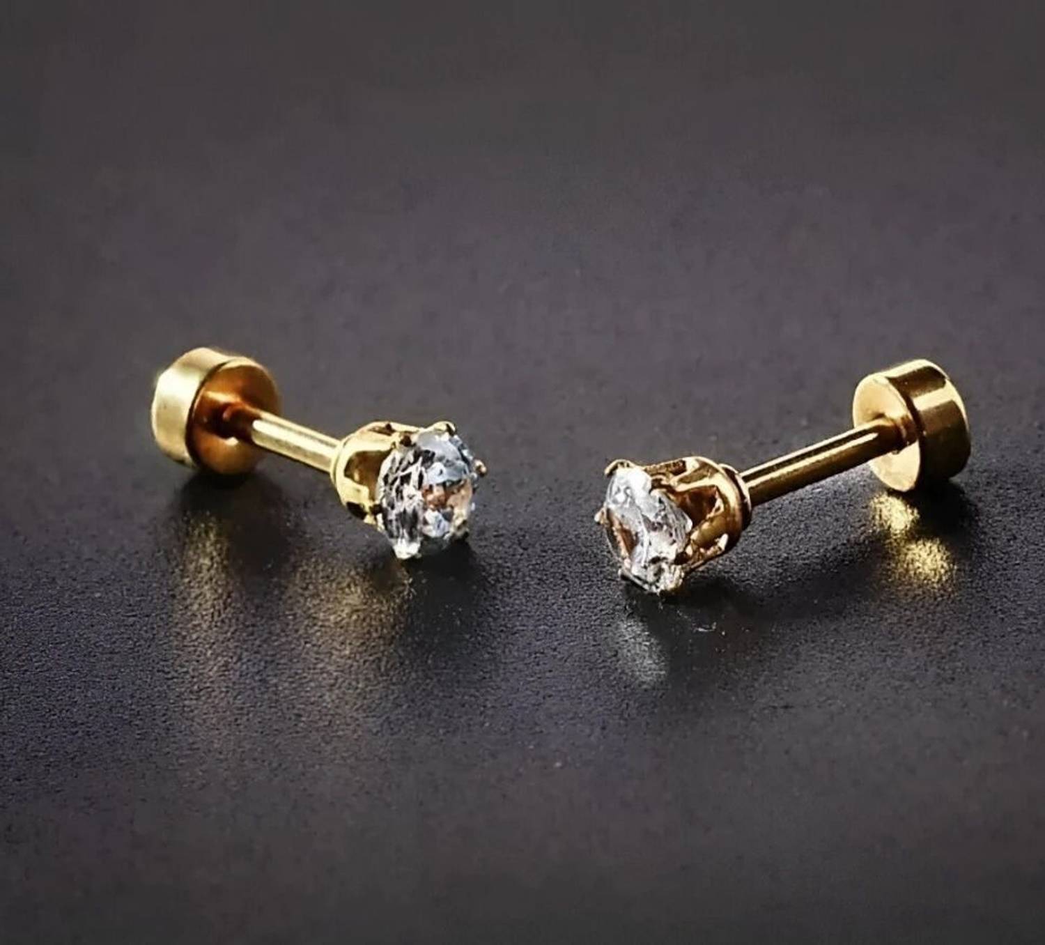 Quickcart Diamond White Studded Gold Plated Ear Stud - Image 2
