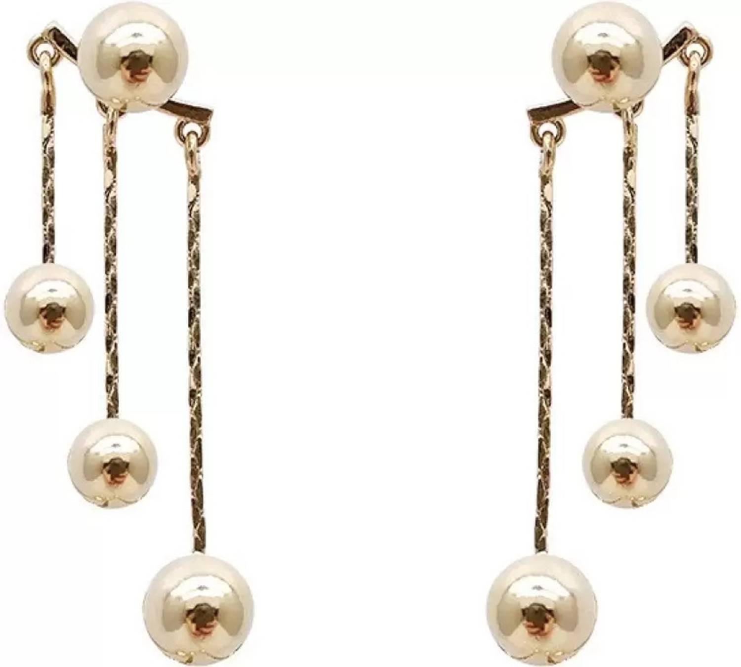 FashionAmora New Korean Design Vintage Metallic Ball Chain Drop Earrings For Women & Girls Alloy Earring Set