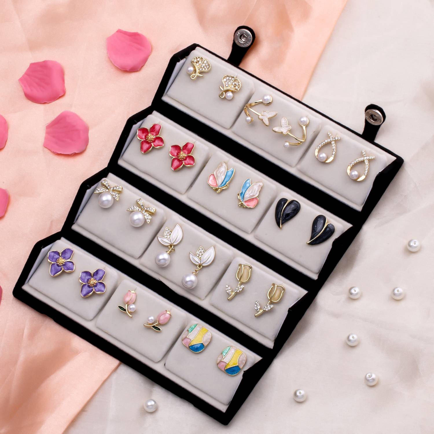 Bamford Stud Earrings Combo Set for Girls, 12 Pairs, Gold-Plated - Image 1
