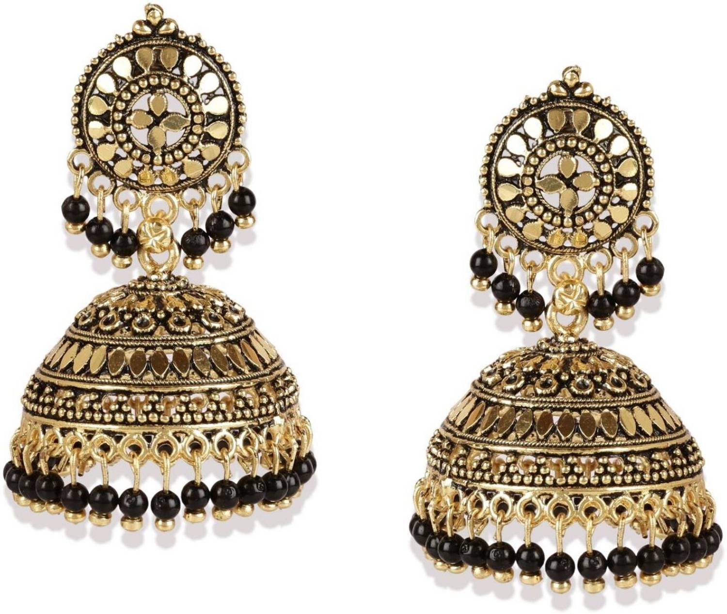 Anika's Creation Classic Designed Gold Plated Enamelled Jhumka Earrings For Women And Girls Cubic Zirconia, Beads Alloy Jhumki Earring