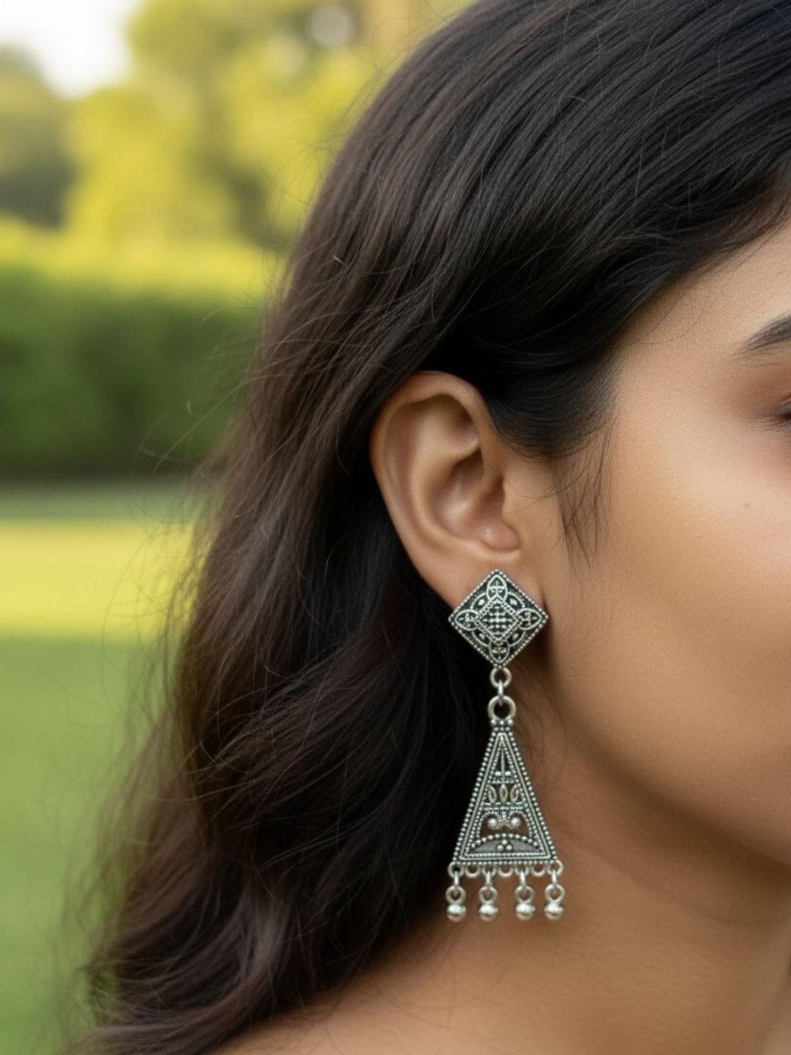 Image of adhira creation Pack of 9 Traditional Oxidised Silver Earrings Combo for Women & Girls Brass Jhumki Earring, Drops & Danglers