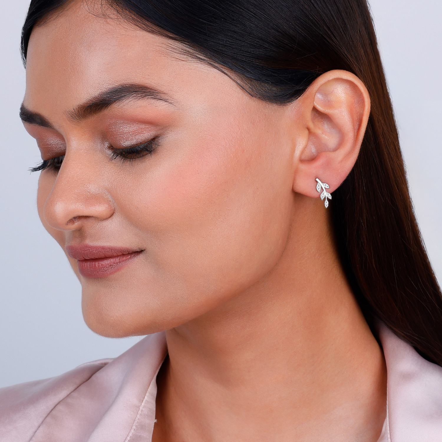 Image of GIVA 925 Silver Leaf Earrings|dangler to girls|Lifetime Plating|6 Month Warranty Zircon Silver Stud Earring