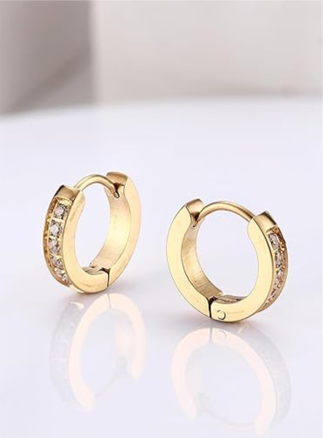 Image of Style Wind Elegant Fashion Cubic Zirconia Stainless Steel Hoop Earring