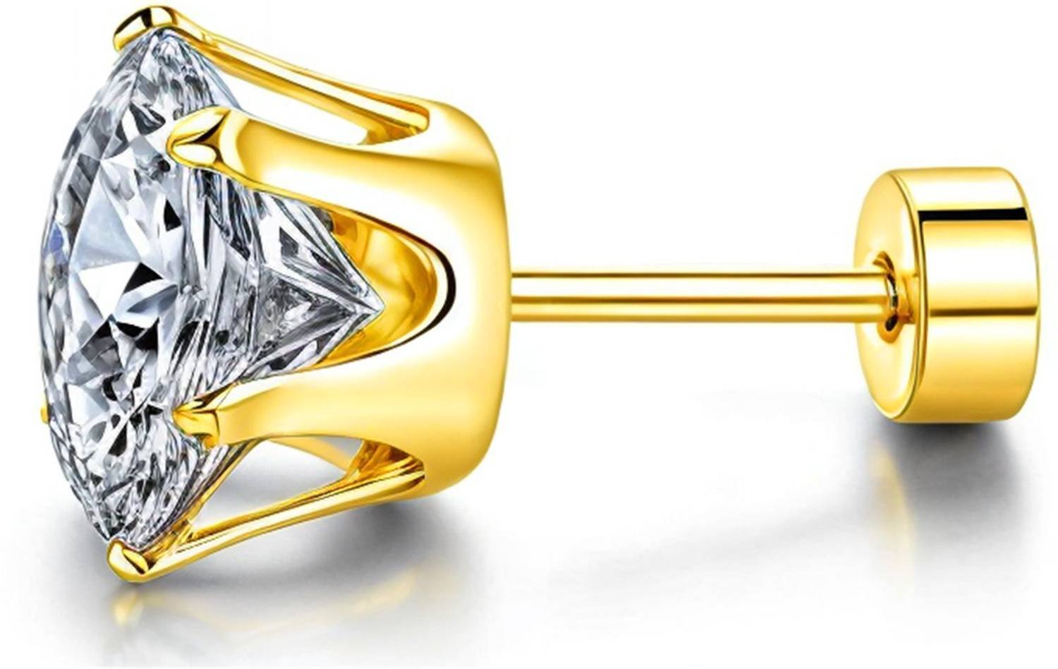 Xflame 18 Kt Gold Plated Cubic Zirconia Stud Earrings - Image 2