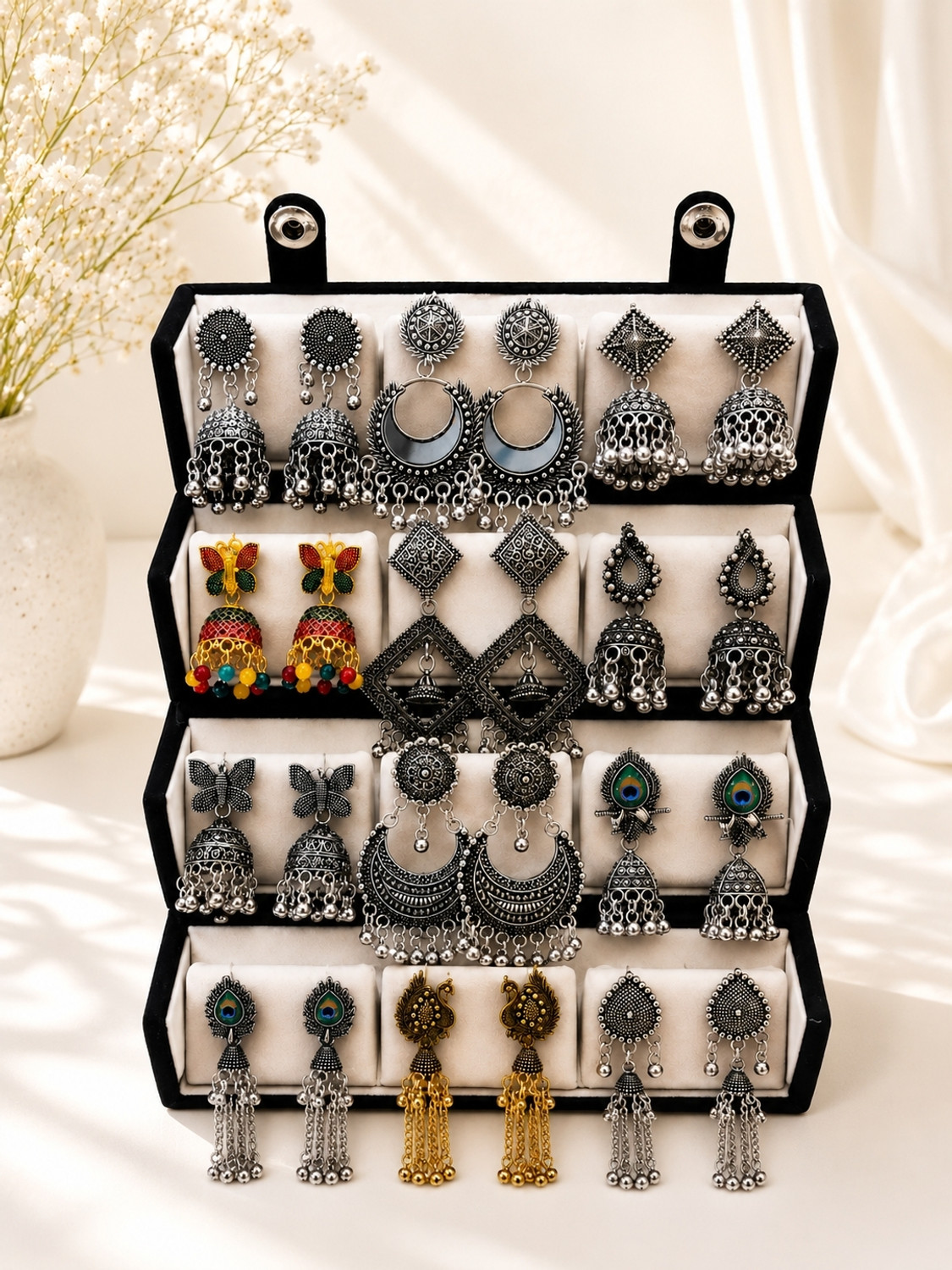 Image of Bathamtraders Jhumka set 12 pair .n Alloy Tunnel Earring, Stud Earring, Chandbali Earring, Jhumki Earring, Earring Set