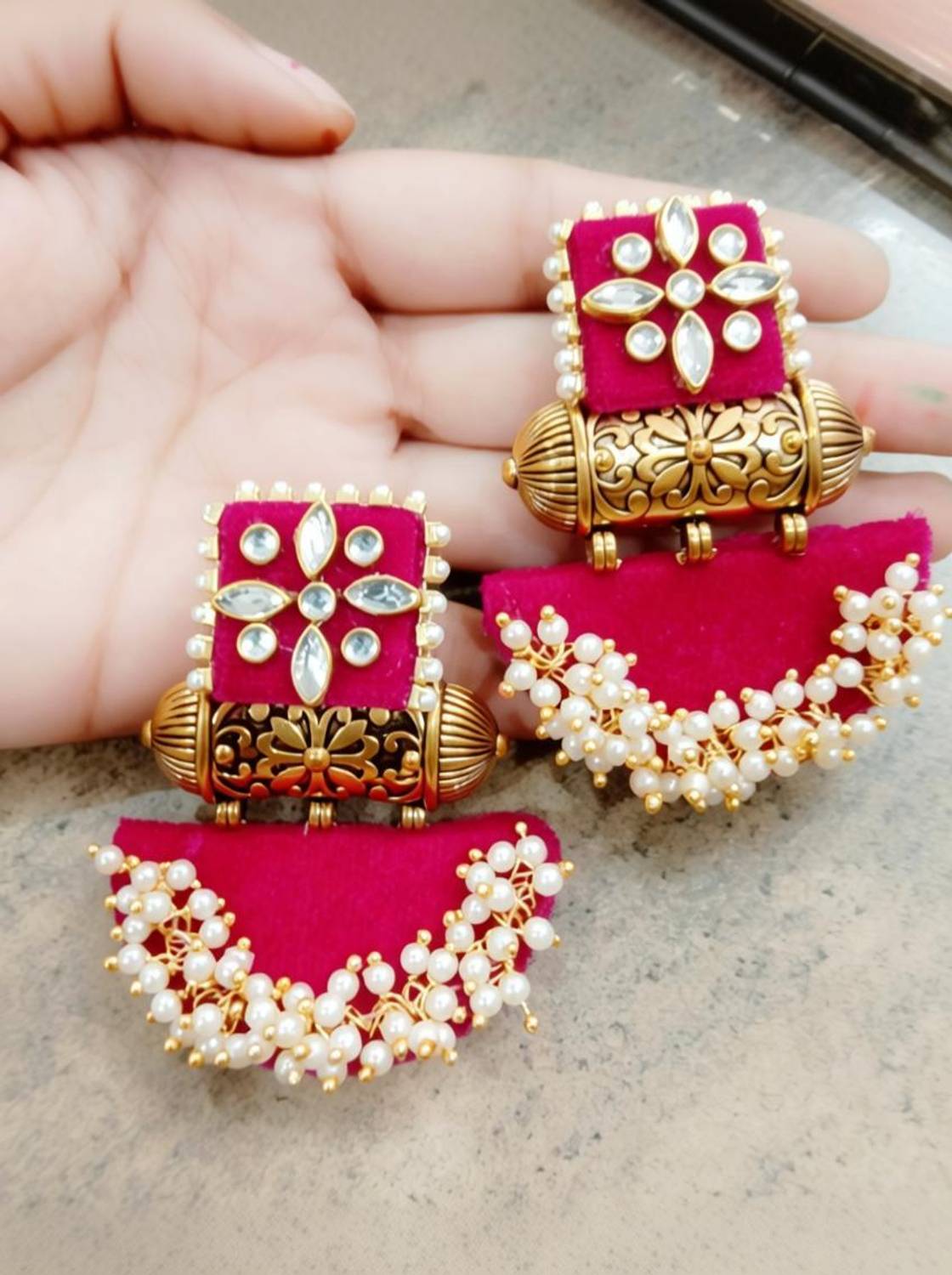 Adornn Pink stylish earring Fabric Earring Set