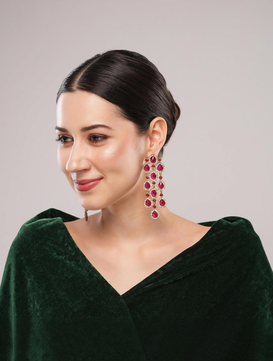 Image of VATSALYA creation D2027Rani Alloy Drops & Danglers