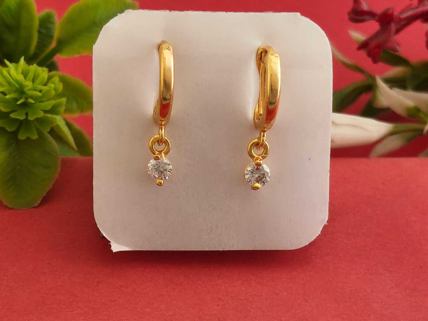 Image of Kesvi 1 GRAM GOLD PLATED DANGLING HOOPS EARRING FOR GIRLS & WOMEN Brass Drops & Danglers, Hoop Earring, Rhinestone Studs, Chandbali Earring, Huggie Earring
