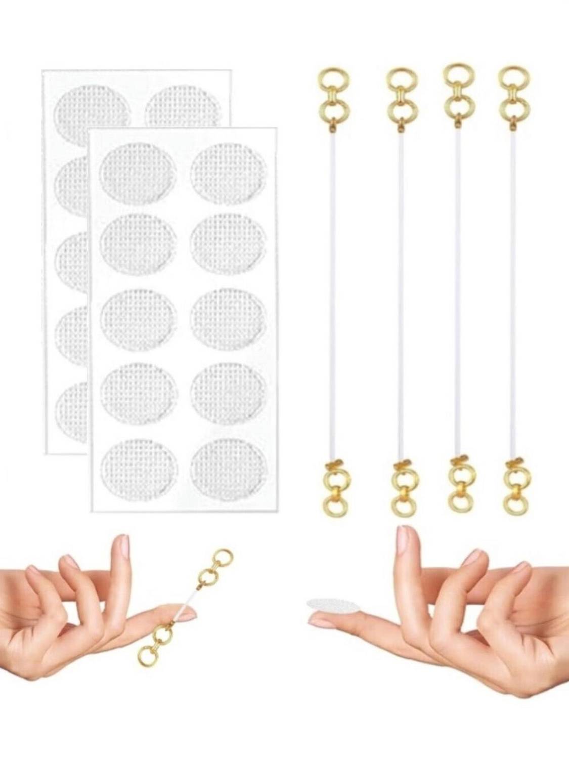ARISTAL Jewellery Invisible Transparent Elastic Kaan Chain And Patch Support for Heavy Brass Ear Thread