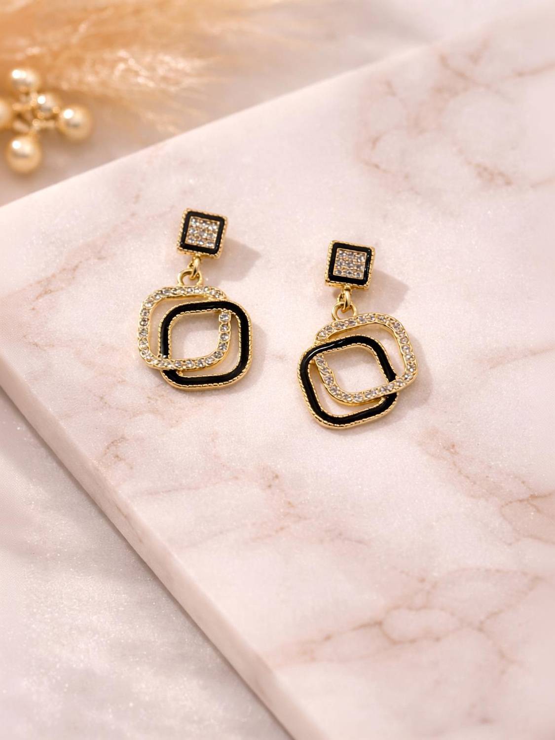 BellaArte Trendy Korean Square Crystal Dangle Earrings for Girls and women Alloy Stud Earring