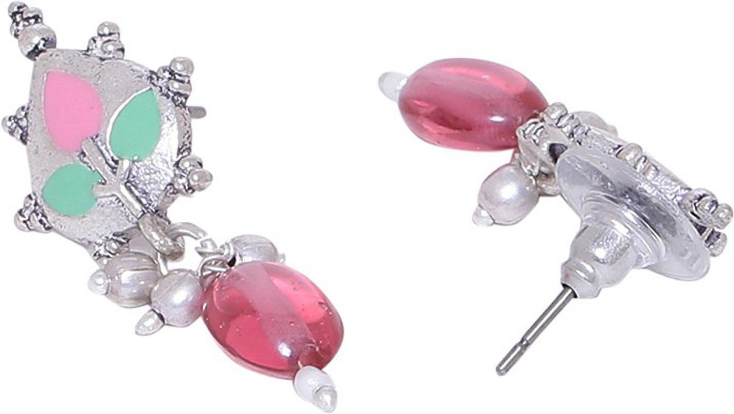 Image of Voylla Bagh E Fiza Colourful Drop Earrings Brass Stud Earring