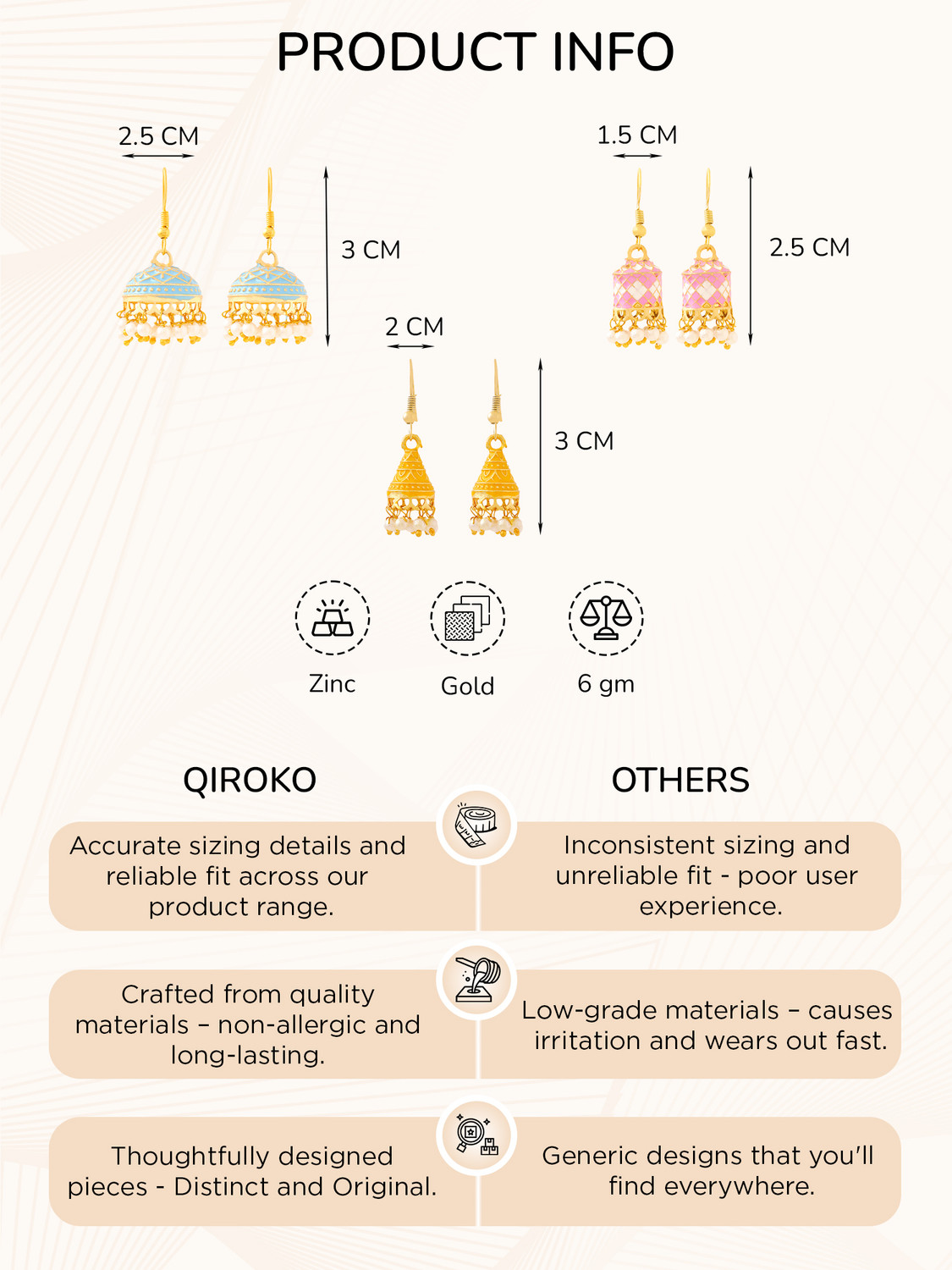 Image of Qiroko Gulnaar Collection | Ethnic Enamel Traditional Jhumka Combo of Four Earring Set Alloy Jhumki Earring, Earring Set