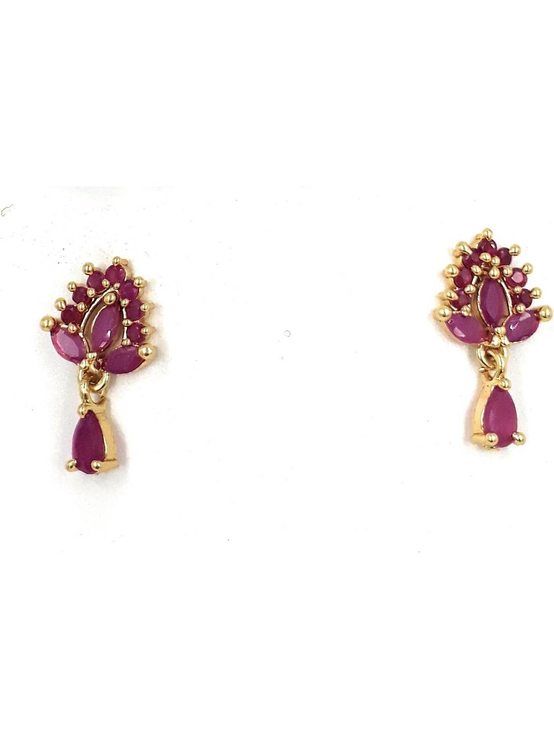 Anujeet Fashion Hub Gold Plated Covering 5 metal Impon AD Stone Small Floral Danglers For Women/Girl Copper Drops & Danglers