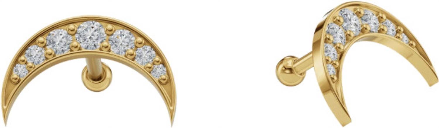 ANUSHKA JAIN JEWELLERY 925 Sterling Silver CZ Diamond Lunar Stud Earrings,18K Gold 1 Micron Vermeil Cubic Zirconia Sterling Silver Stud Earring