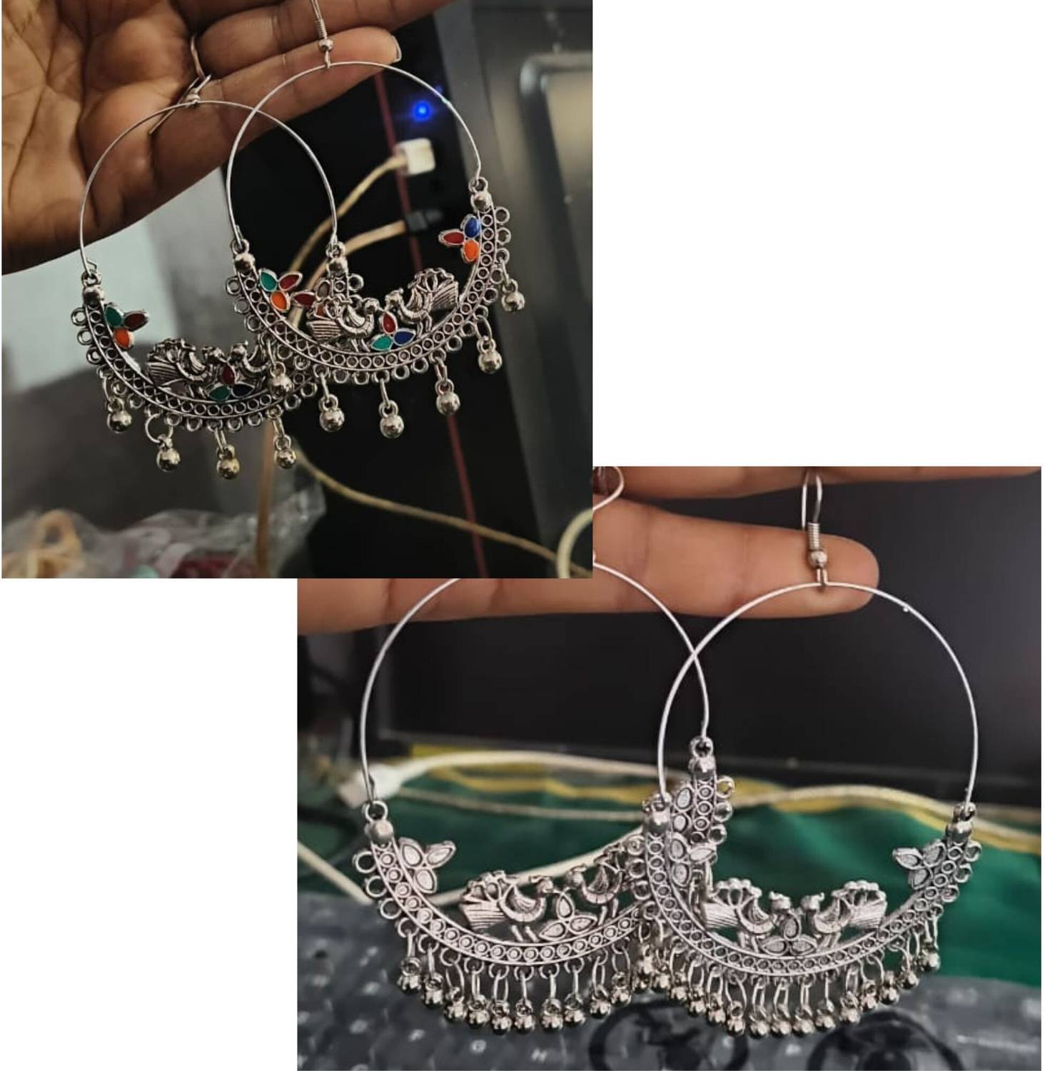 ANSHIKA ENTERPRISES Oxidised Silver Afghani Traditiona Agate Alloy Earring Set