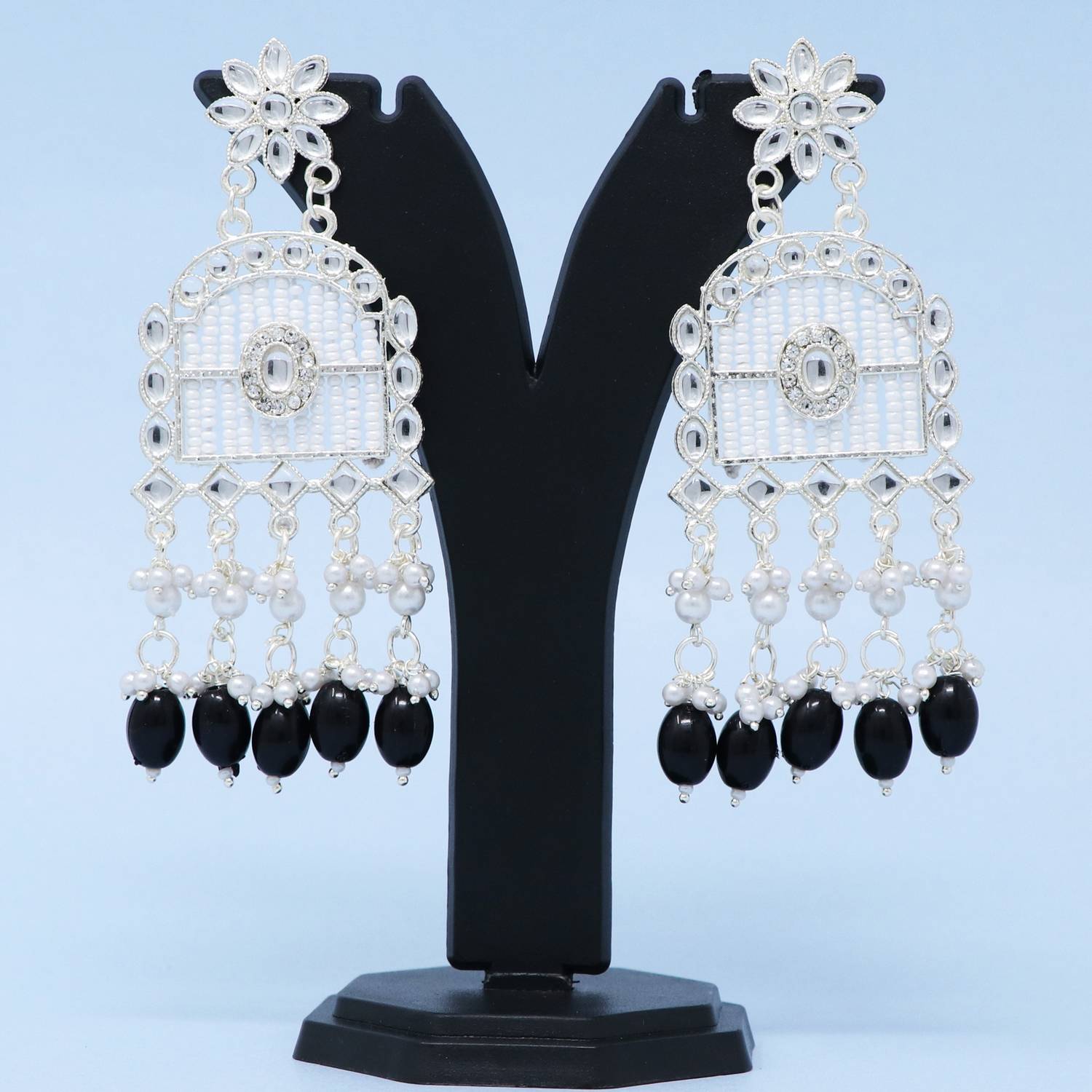 BELWICK Chandbali Kundan Pearl Beads Alloy Earring Set