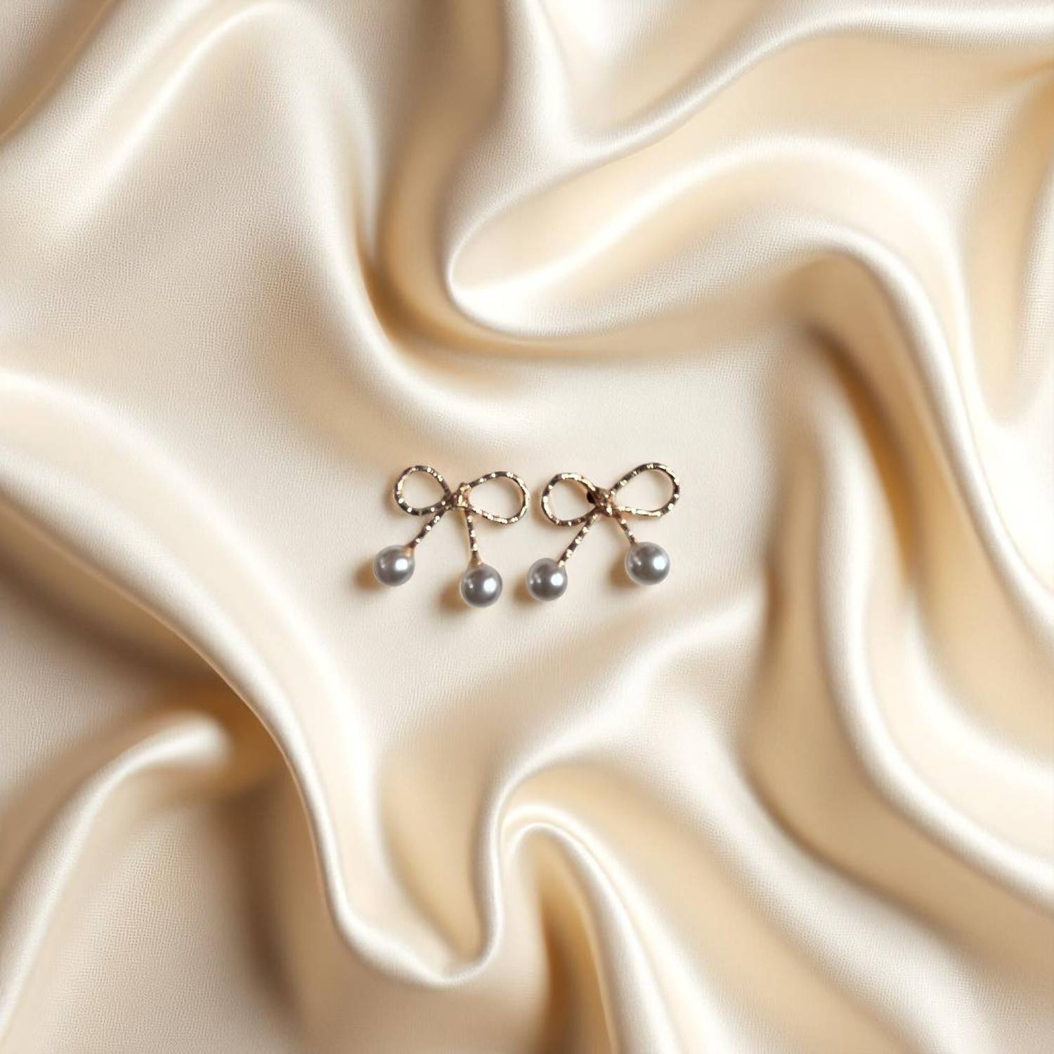 Artistic Bliss Stylish Korean Pearl Bow Stud Earrings for Girls & Women Beads Alloy Drops & Danglers