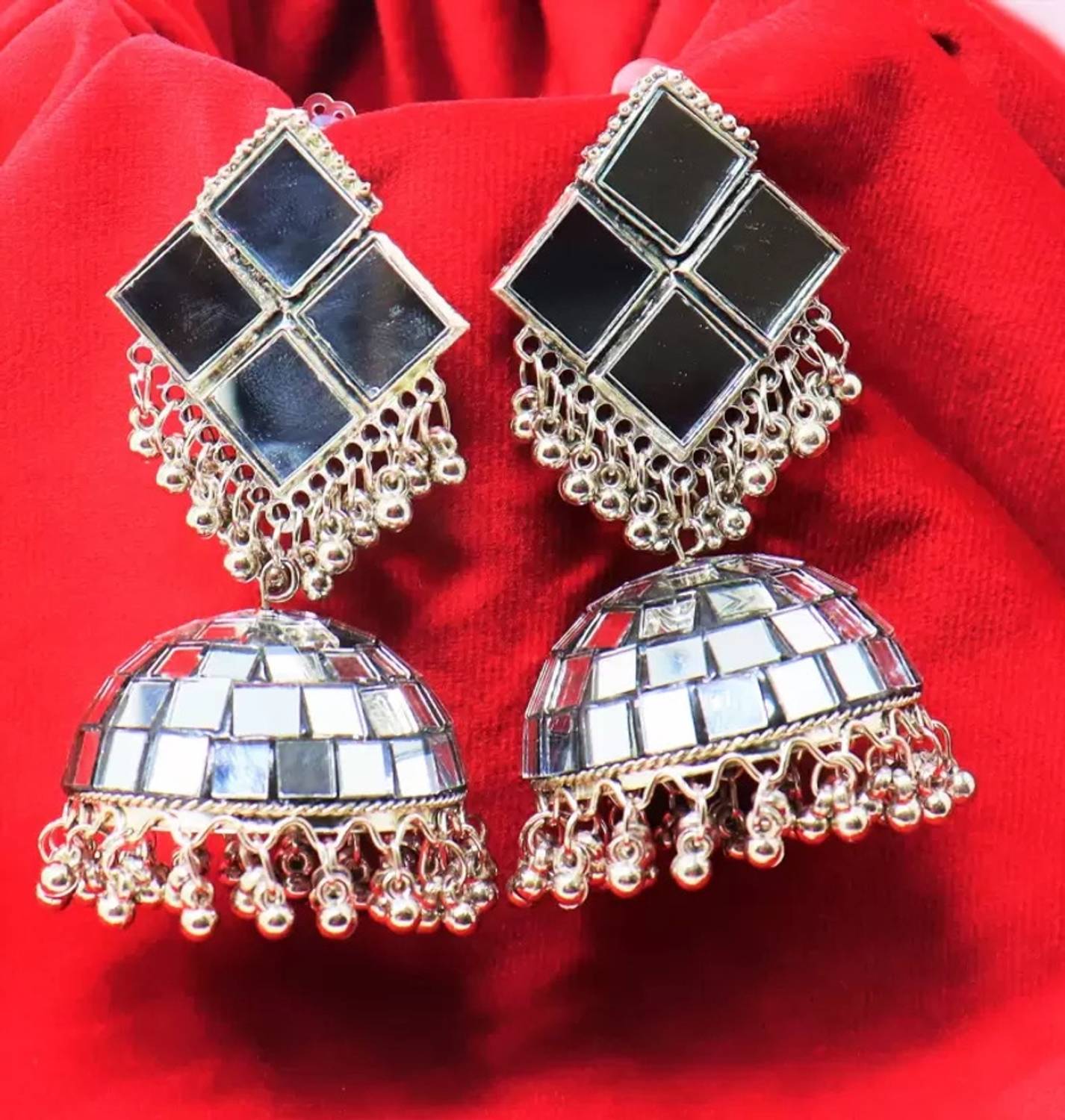 AAMNA Mirror Earings Alloy Jhumki Earring