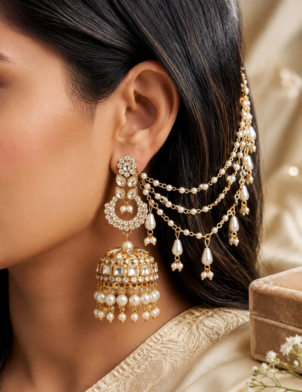 Image of anexus goldenlook Alloy Jhumki Earring, Drops & Danglers