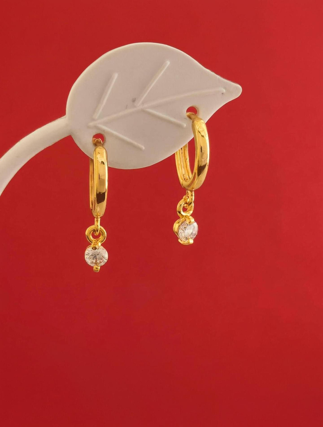Image of Kesvi 1 GRAM GOLD PLATED DANGLING HOOPS EARRING FOR GIRLS & WOMEN Brass Drops & Danglers, Hoop Earring, Rhinestone Studs, Chandbali Earring, Huggie Earring