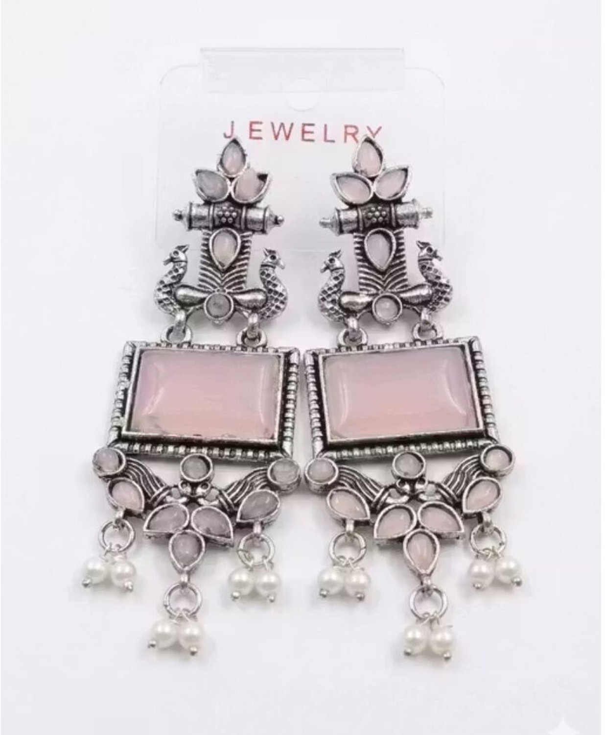 Image of kk creation Peacock big Stone artificial Cheap Earings Zumkha 1 pair Alloy Jhumki Earring