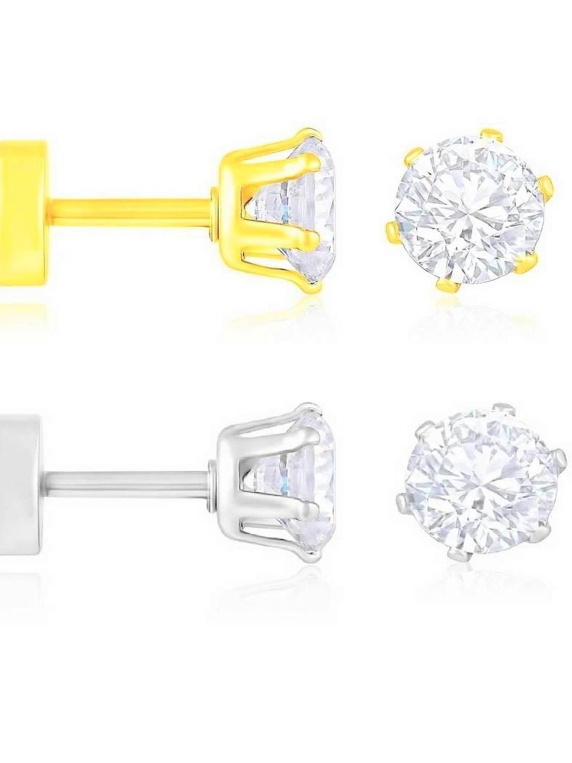 shivay Mens Jewellery Valentine Multi Gold Silver Stud Hoop earrings for men/ Ear rings Combo For Men / Gents / Boys / unisex Non-Piercing Ear mens jewellery Salman khan style Cubic Zirconia Metal Earring Set