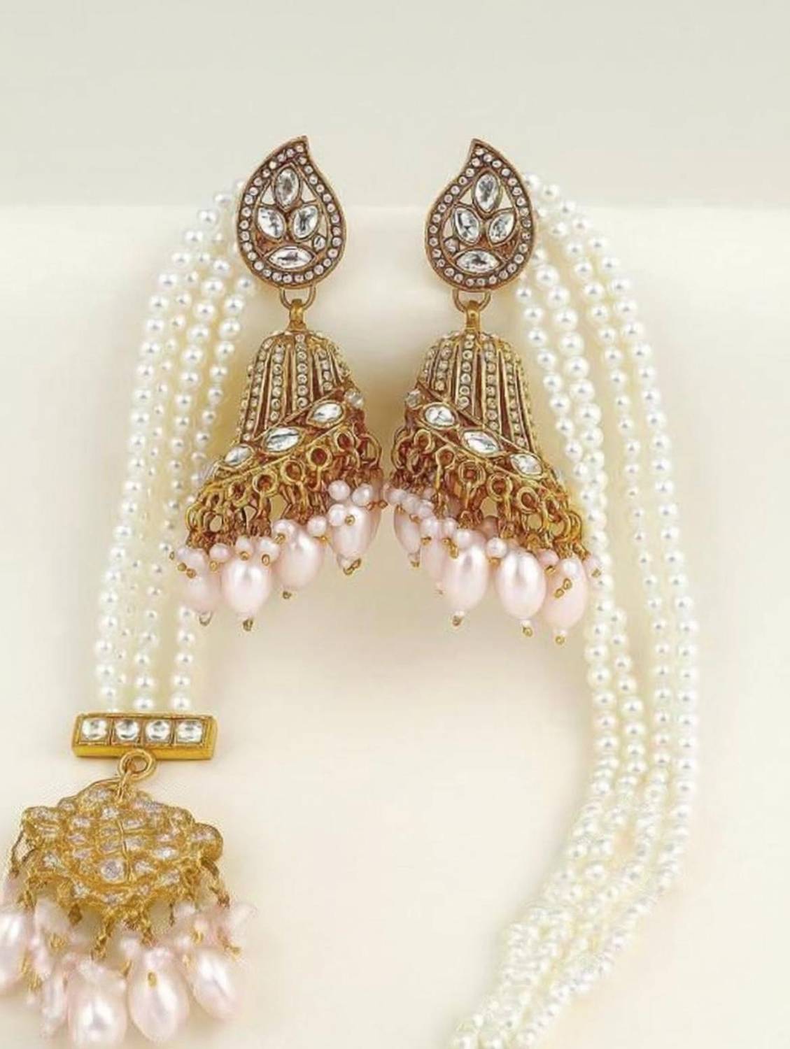 AKENTRPRISE Traditional Multicolor Beaded Jhumka Earrings with Pearl Strands Alloy Jhumki Earring