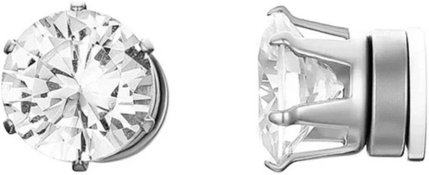 Image of ABC Silver Magnetic Cubic Zirconia Stainless Steel Stud Earring