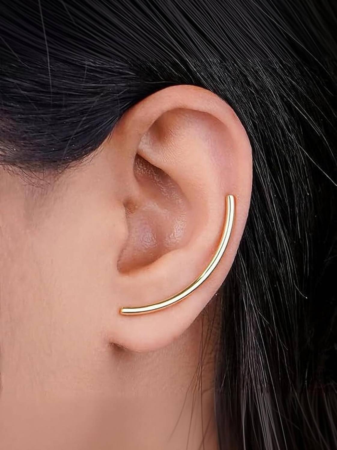 Amalfa Ayla Ear Crawler 18K Gold Plated Ear Cuff Earrings Stainless Steel Cuff Earring