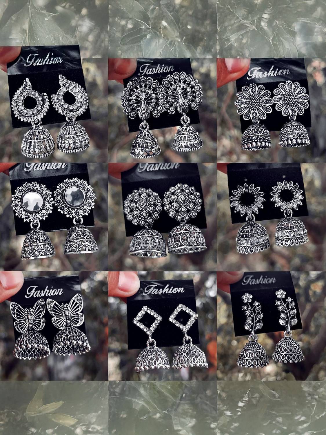 JV CREATION 6 Jhumki Silver Earrings Set