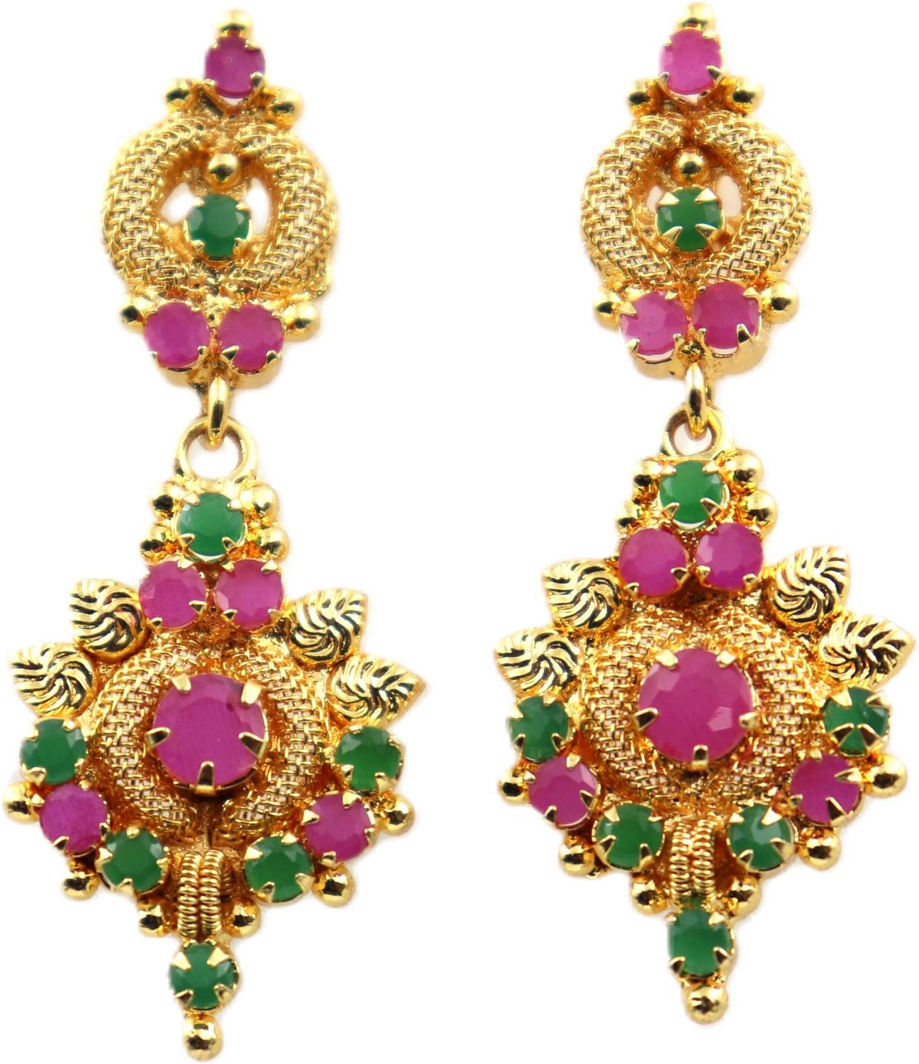 AHR FASHION One Gram Gold Plated Fashion Stylish Earrings Round Stud Earring Ruby Brass Stud Earring