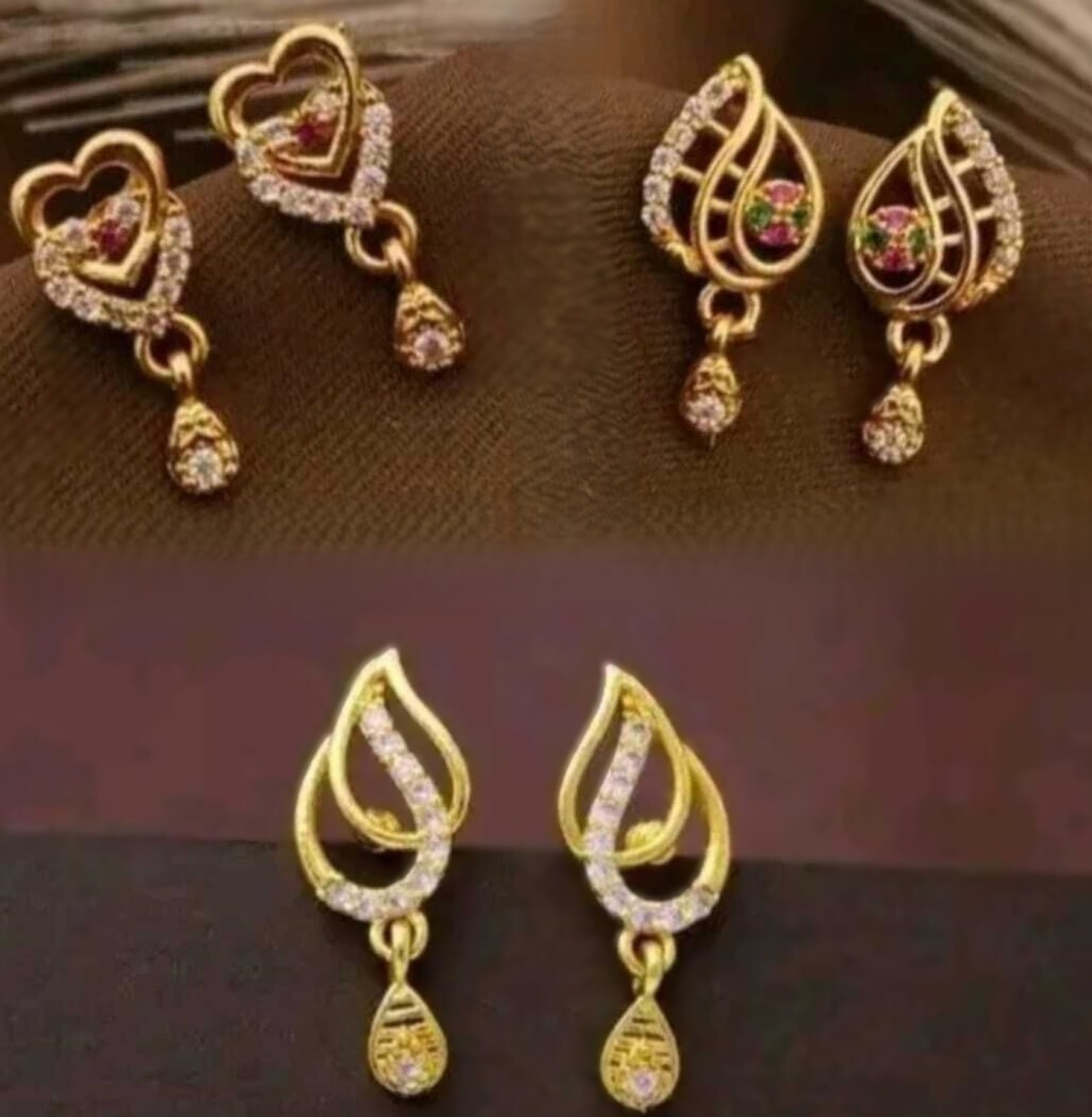 Image of VIAANA CREATION 1 gram gold earrings for womens and girls Alloy Stud Earring