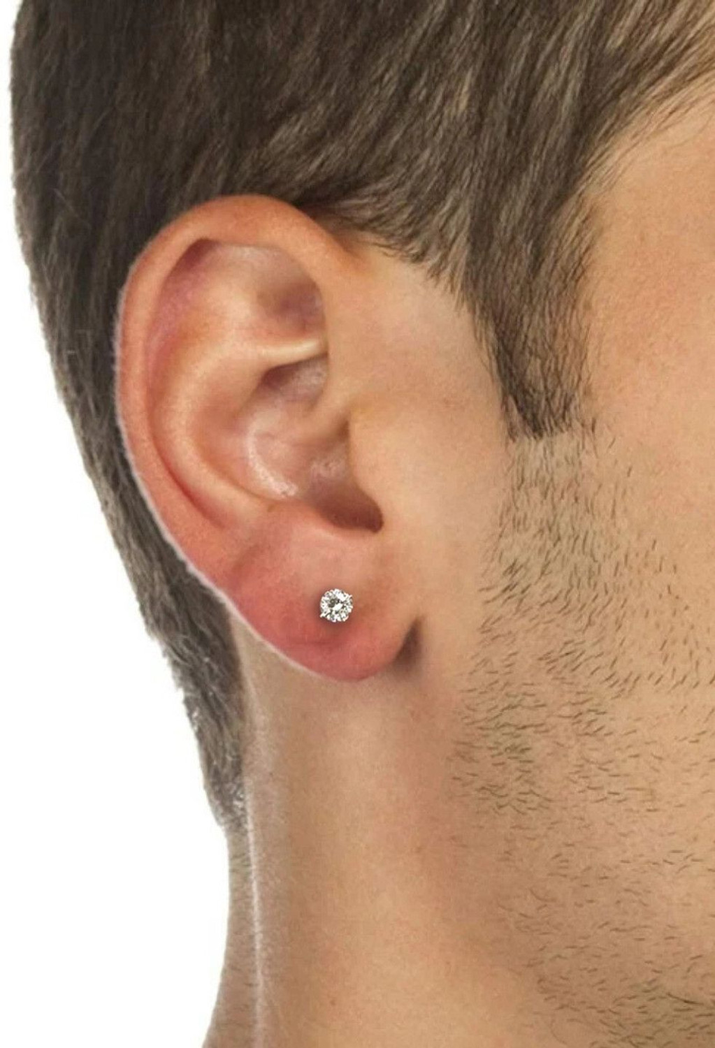 Image of ABC Silver Magnetic Cubic Zirconia Stainless Steel Stud Earring
